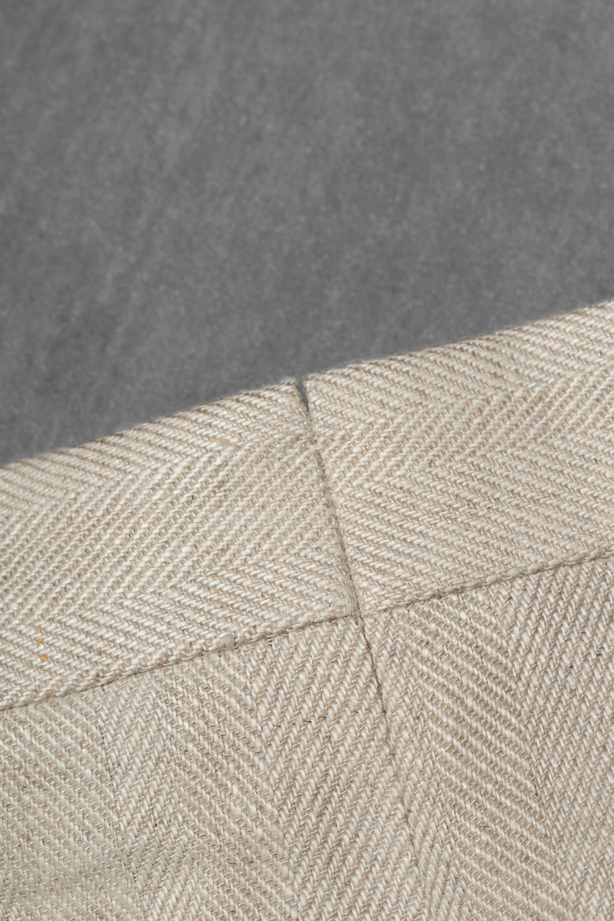 Oatmeal Herringbone Linen Trousers