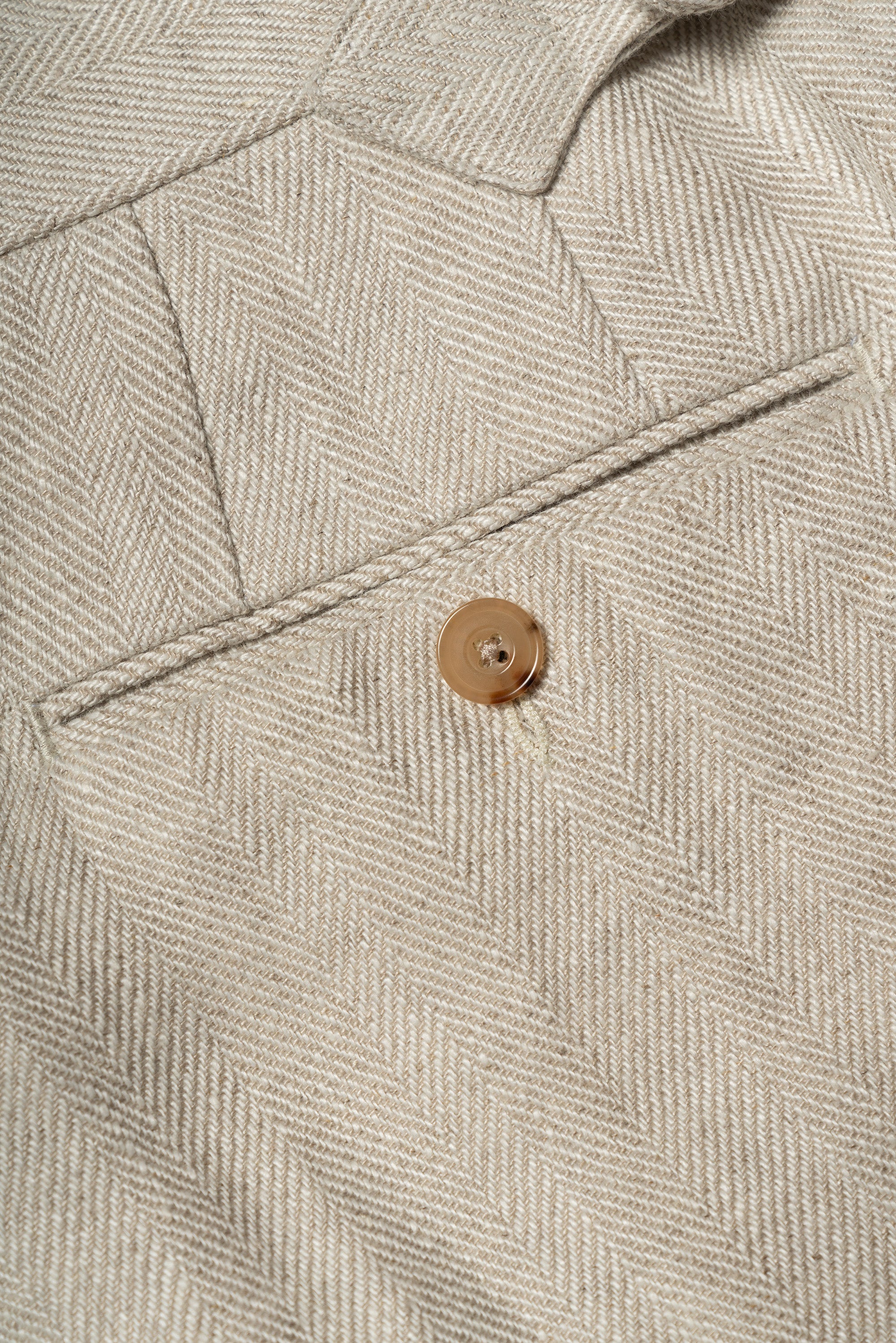 Oatmeal Herringbone Linen Trousers