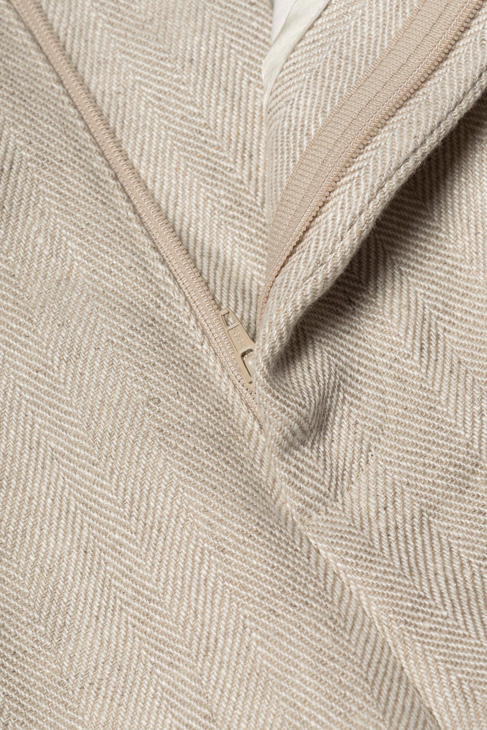 Oatmeal Herringbone Linen Trousers