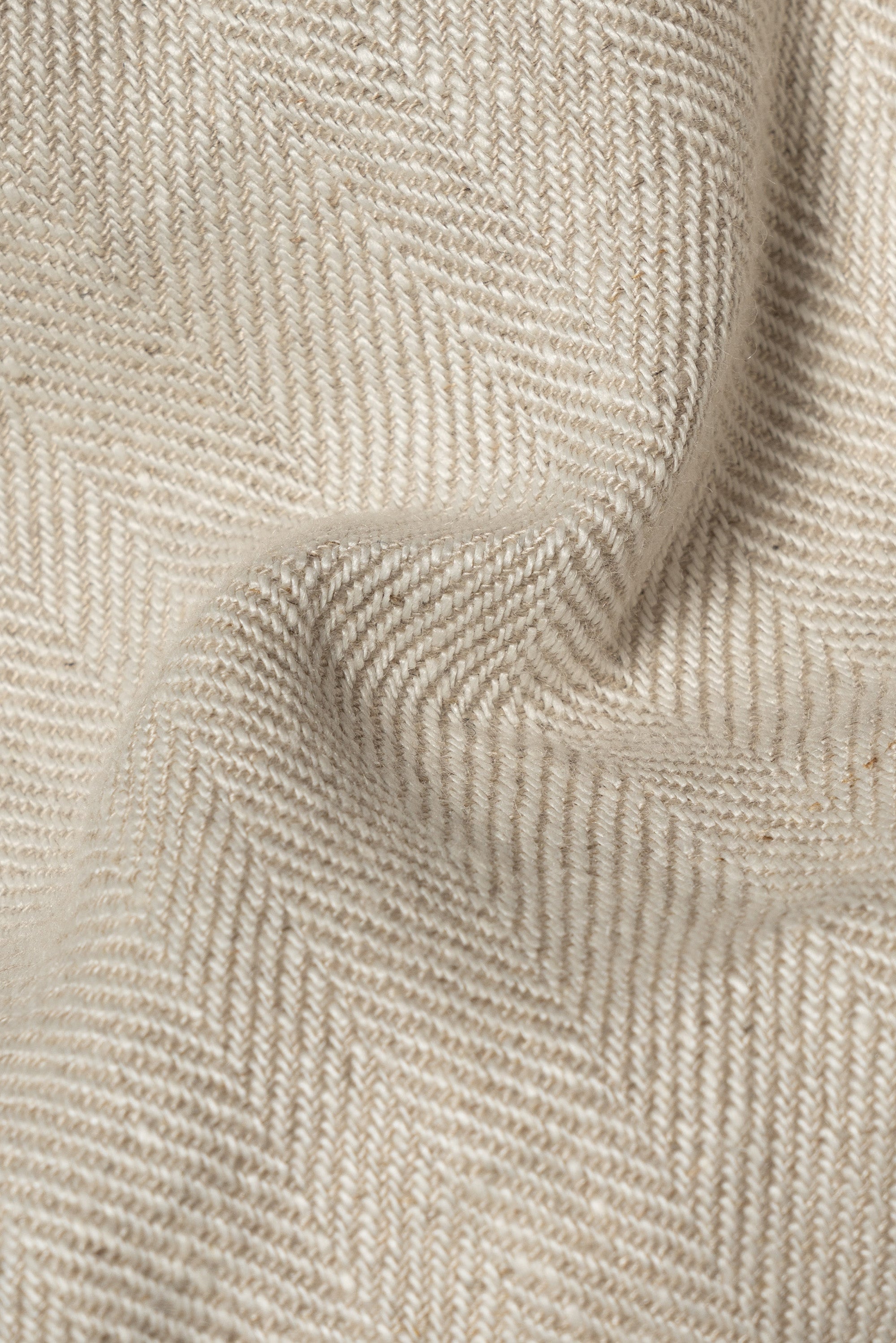 Oatmeal Herringbone Linen Trousers