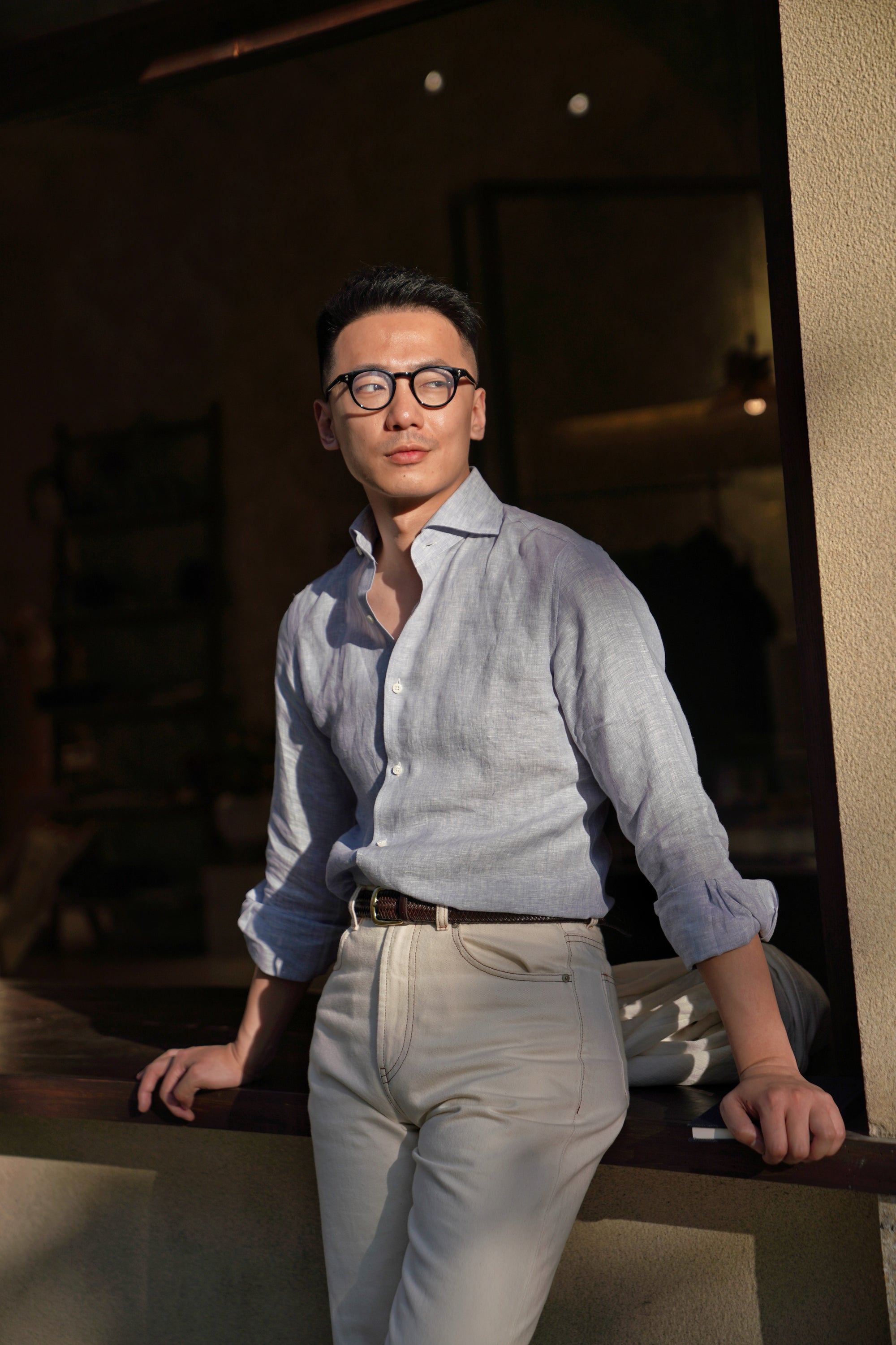 MTO Spread Collar Linen Shirt