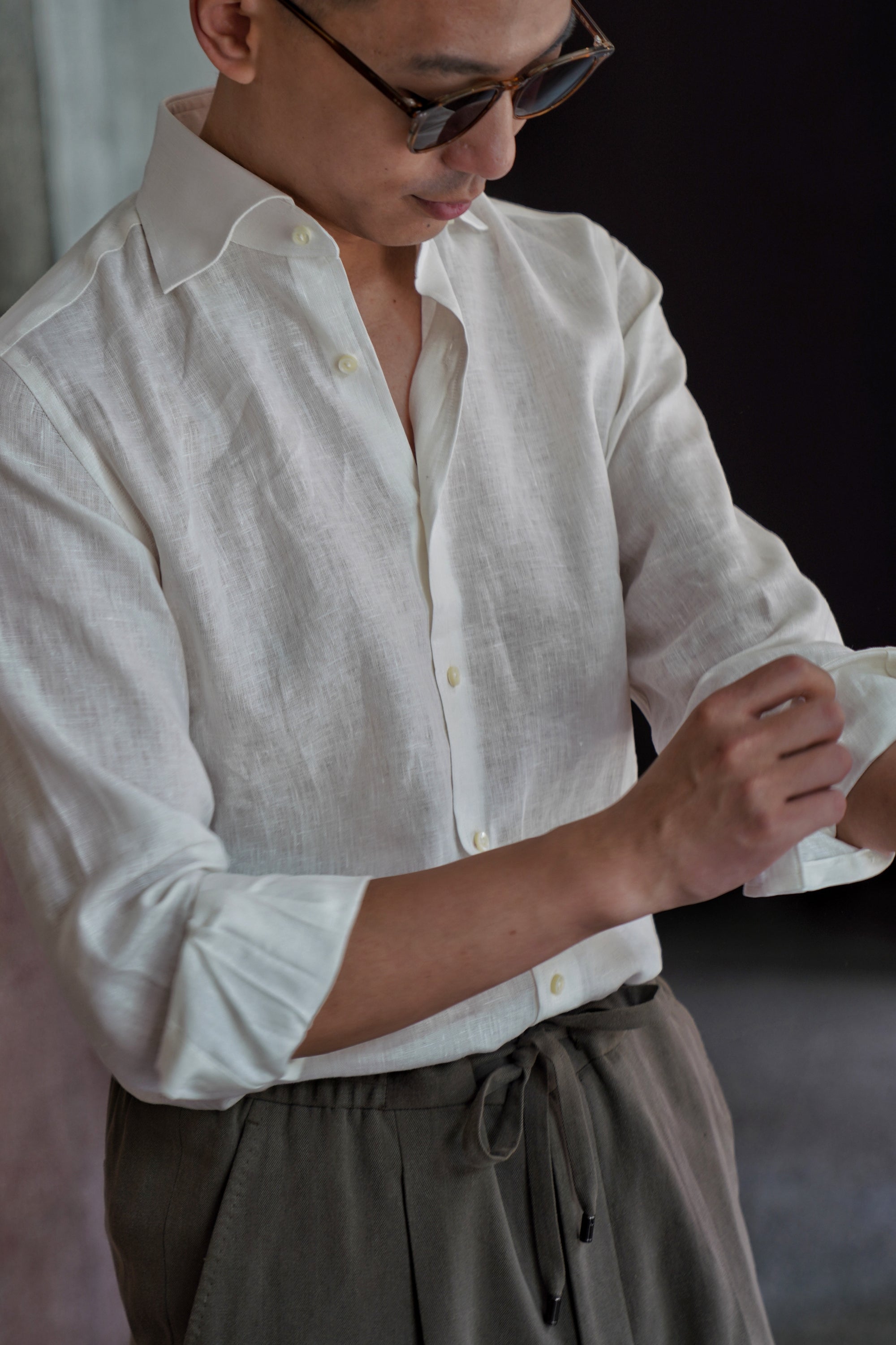 MTO Spread Collar Linen Shirt