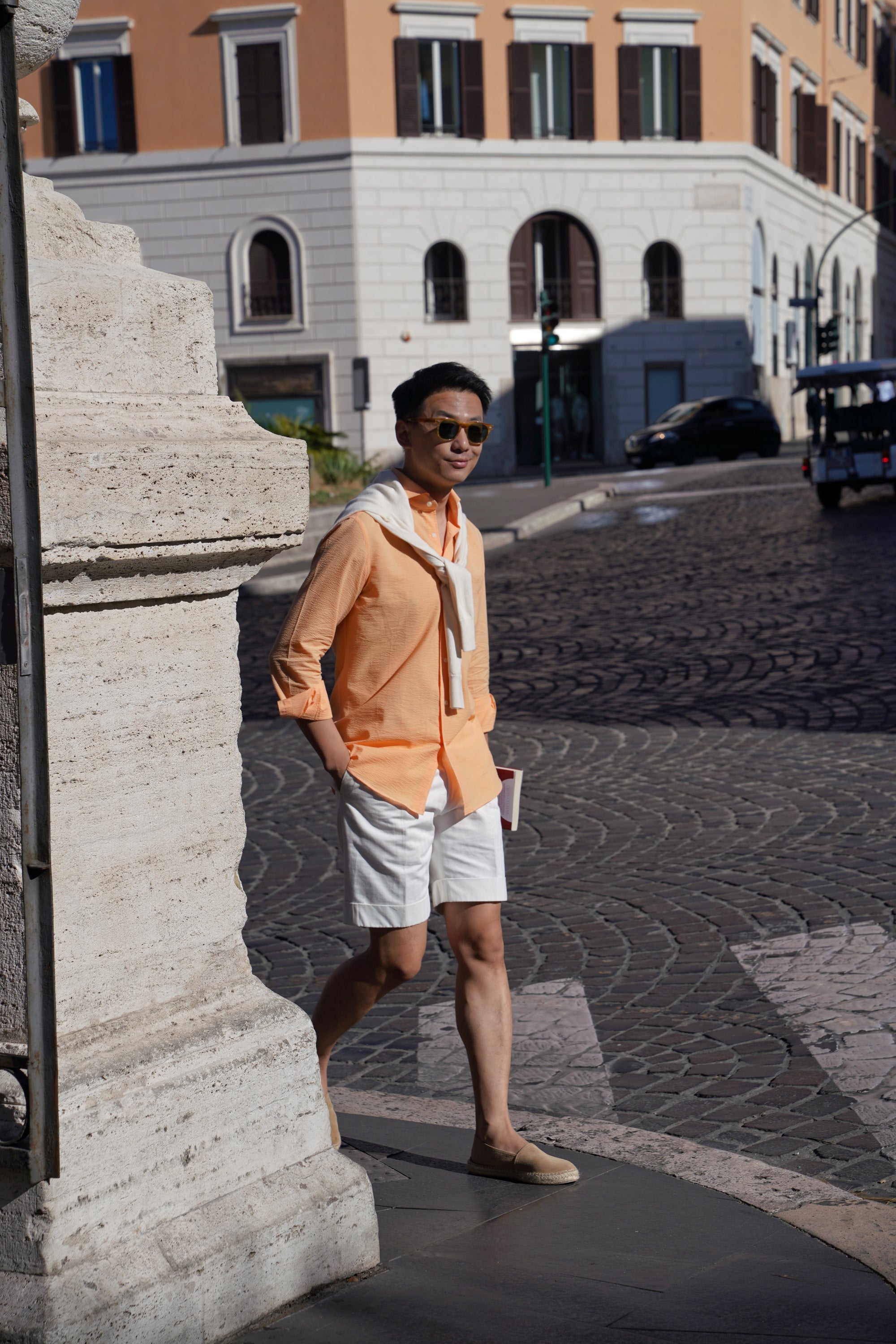 MTO Tangerine Cotton Seersucker Shirt