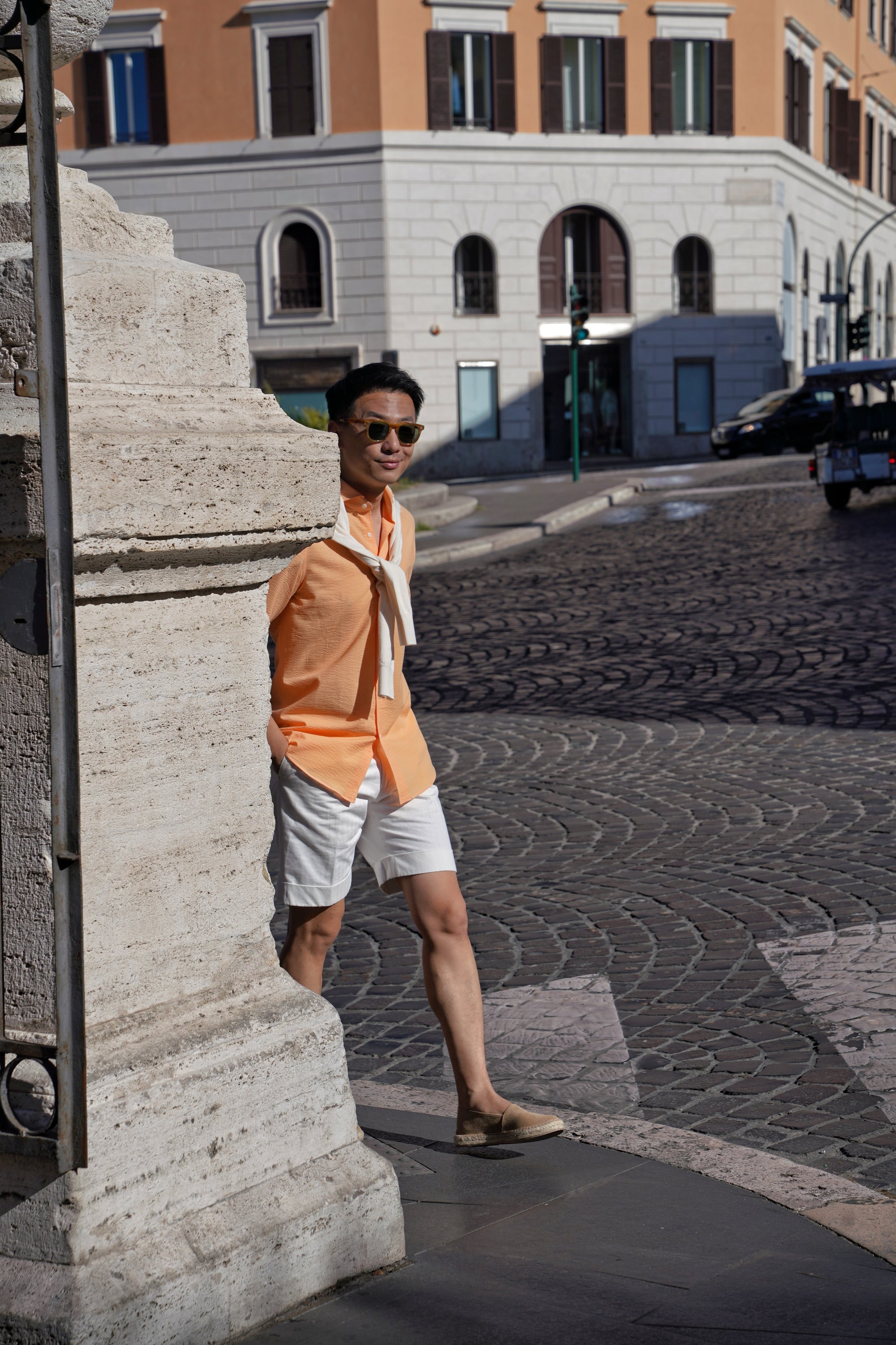 MTO Tangerine Cotton Seersucker Shirt
