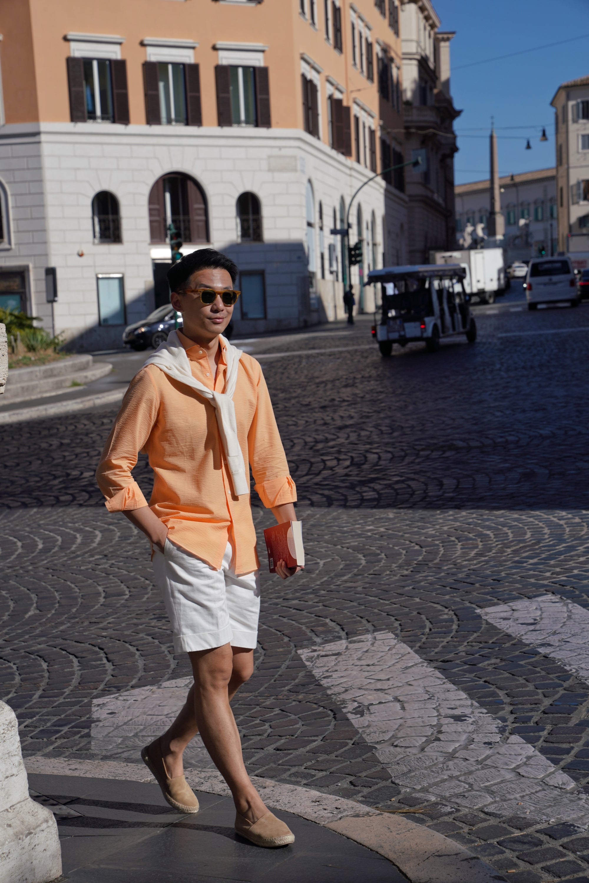 MTO Tangerine Cotton Seersucker Shirt