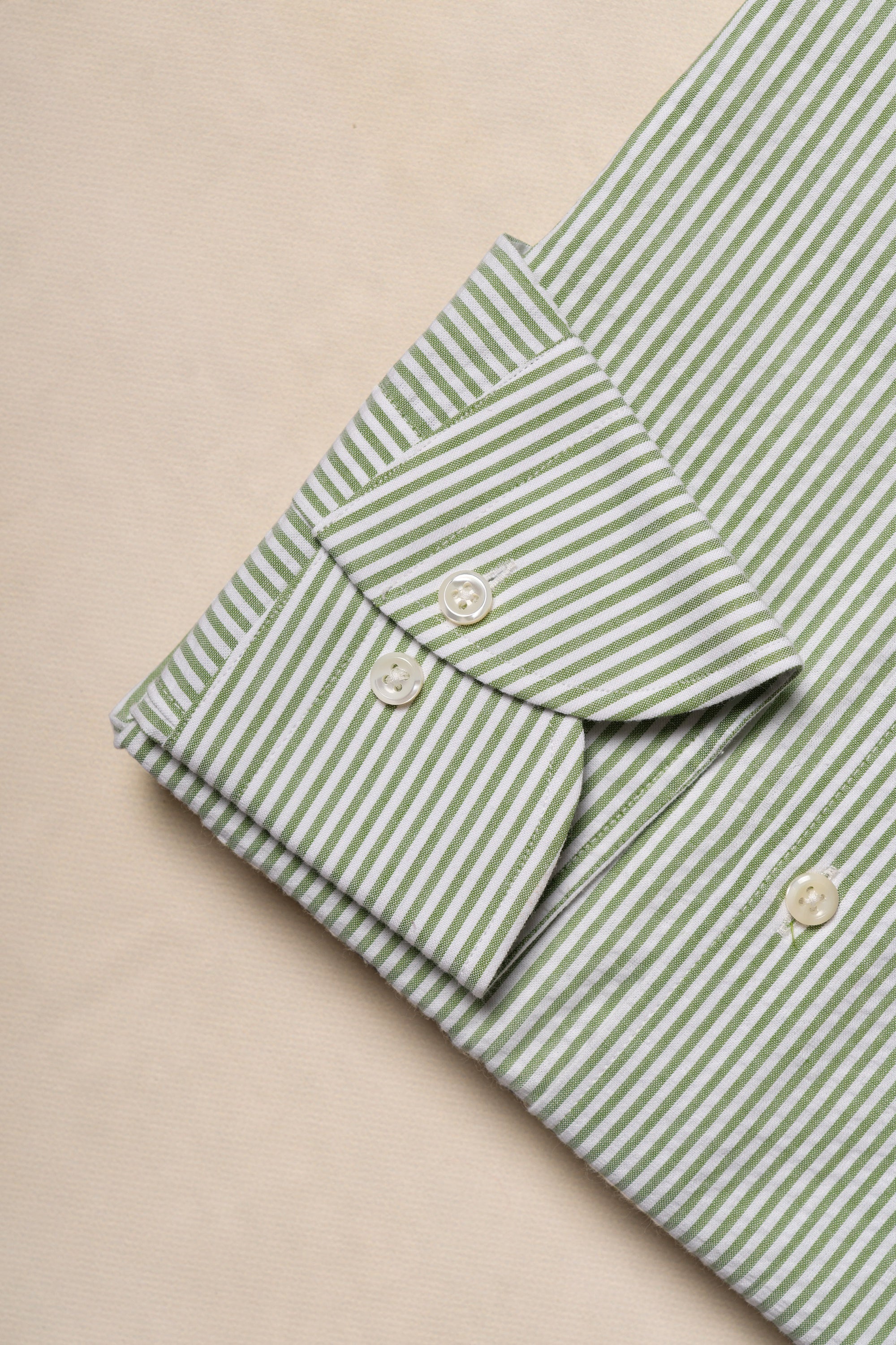 MTO Green Stripe Seersucker Shirt