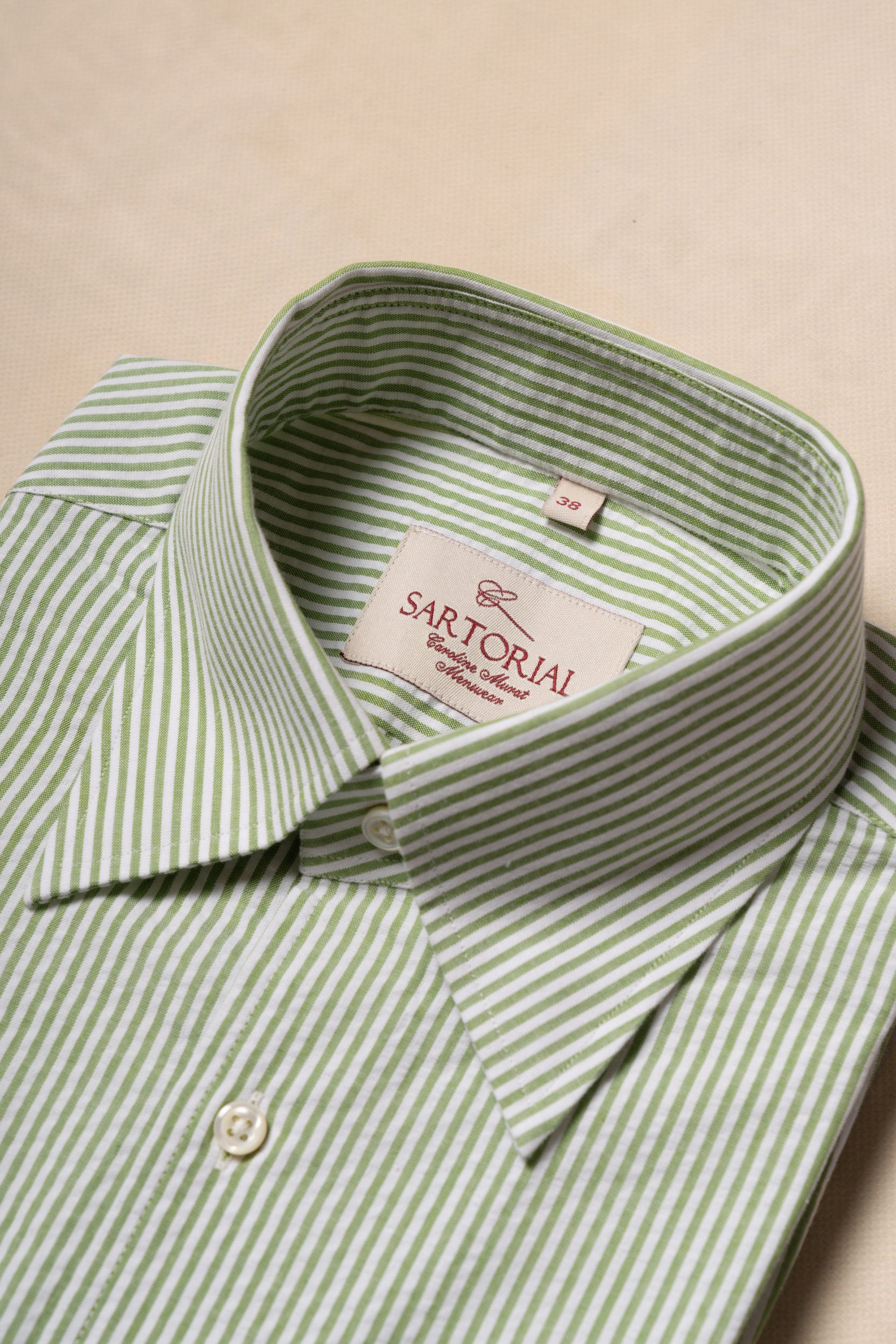 MTO Green Stripe Seersucker Shirt
