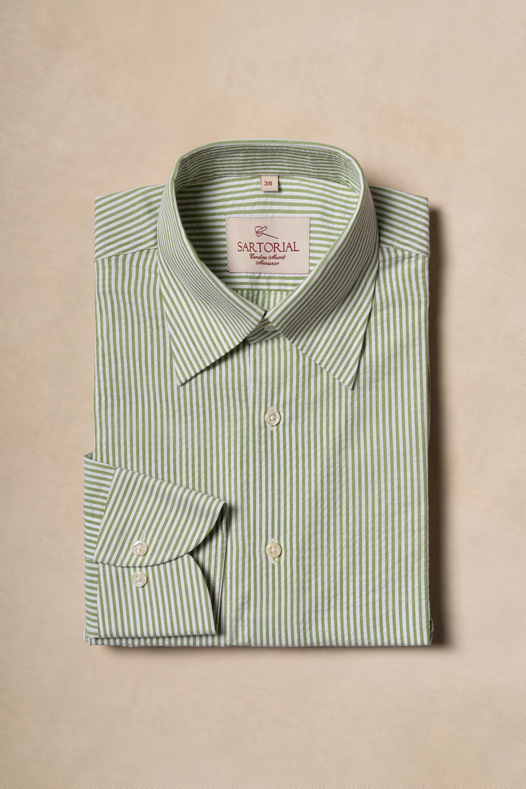 MTO Green Stripe Seersucker Shirt