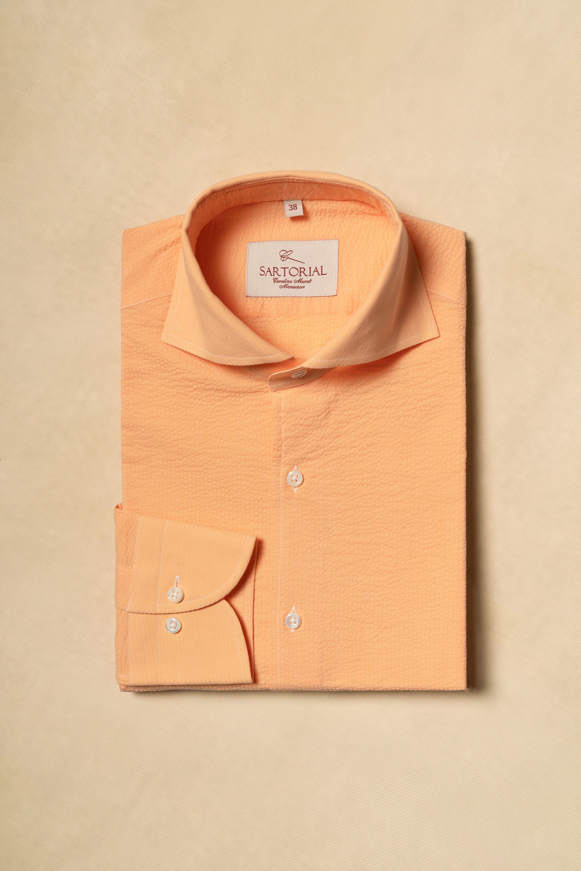 MTO Tangerine Cotton Seersucker Shirt