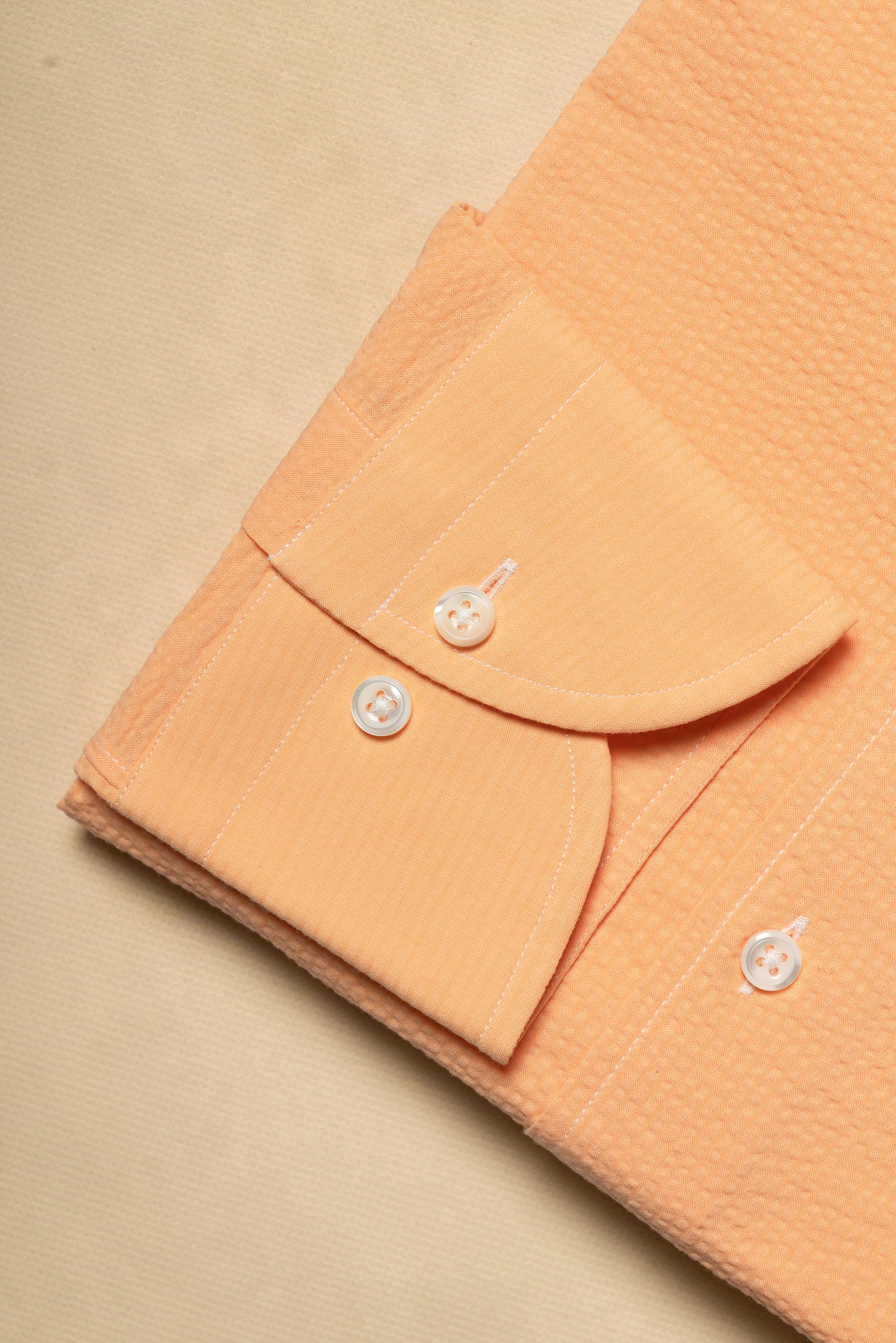 MTO Tangerine Cotton Seersucker Shirt