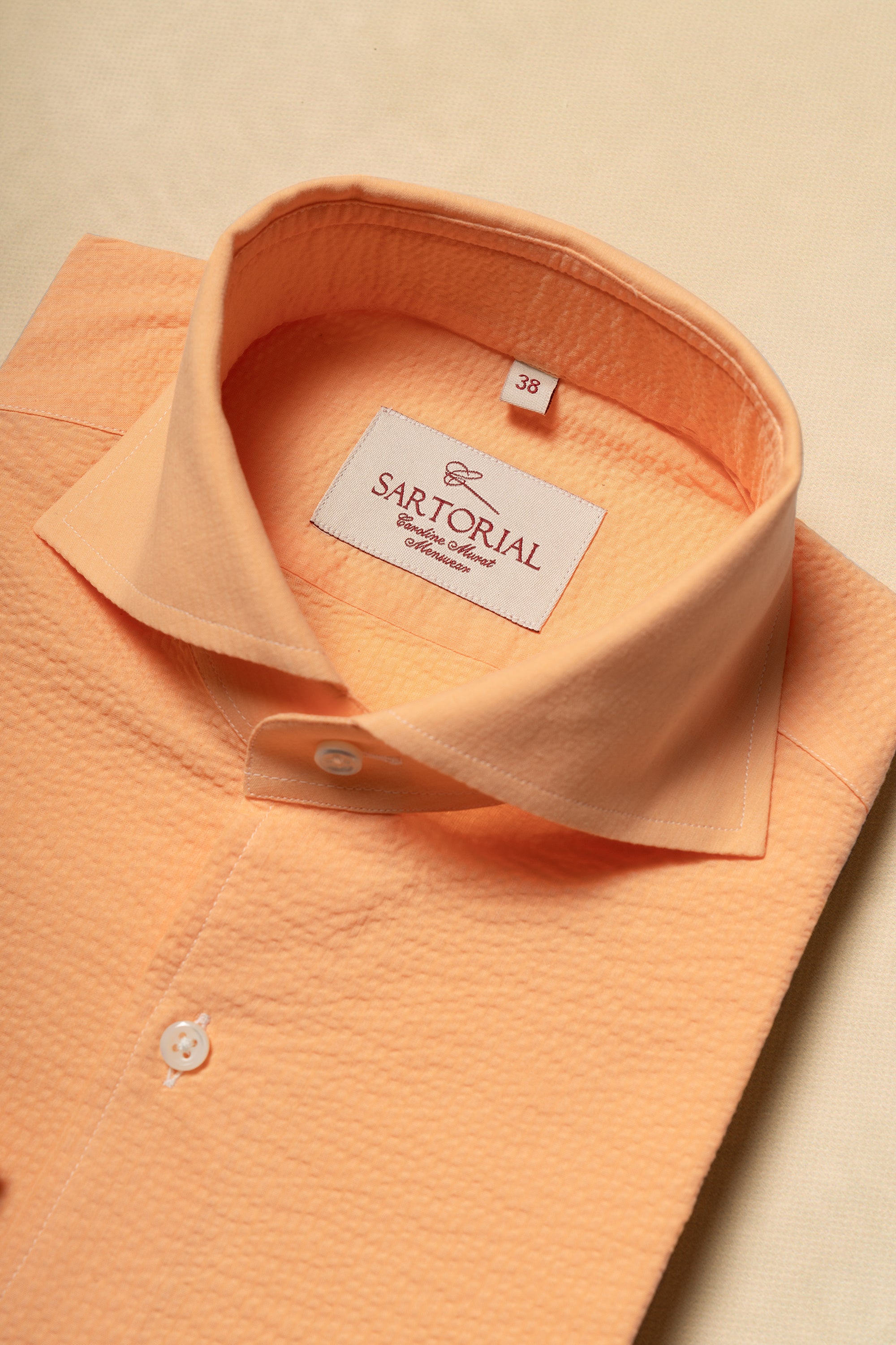 MTO Tangerine Cotton Seersucker Shirt
