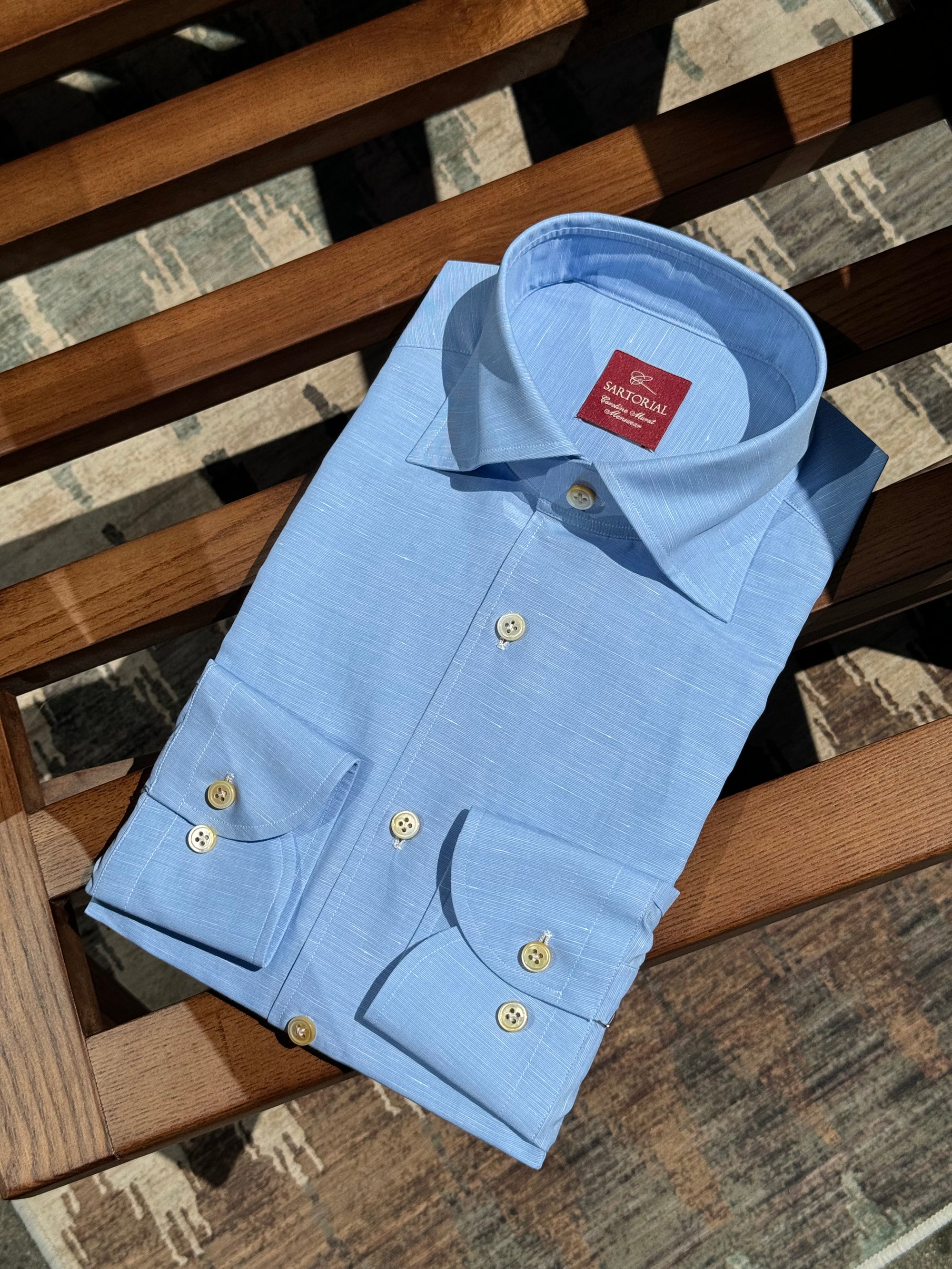 MTO Hand-stitched Sky Blue Blending Shirt