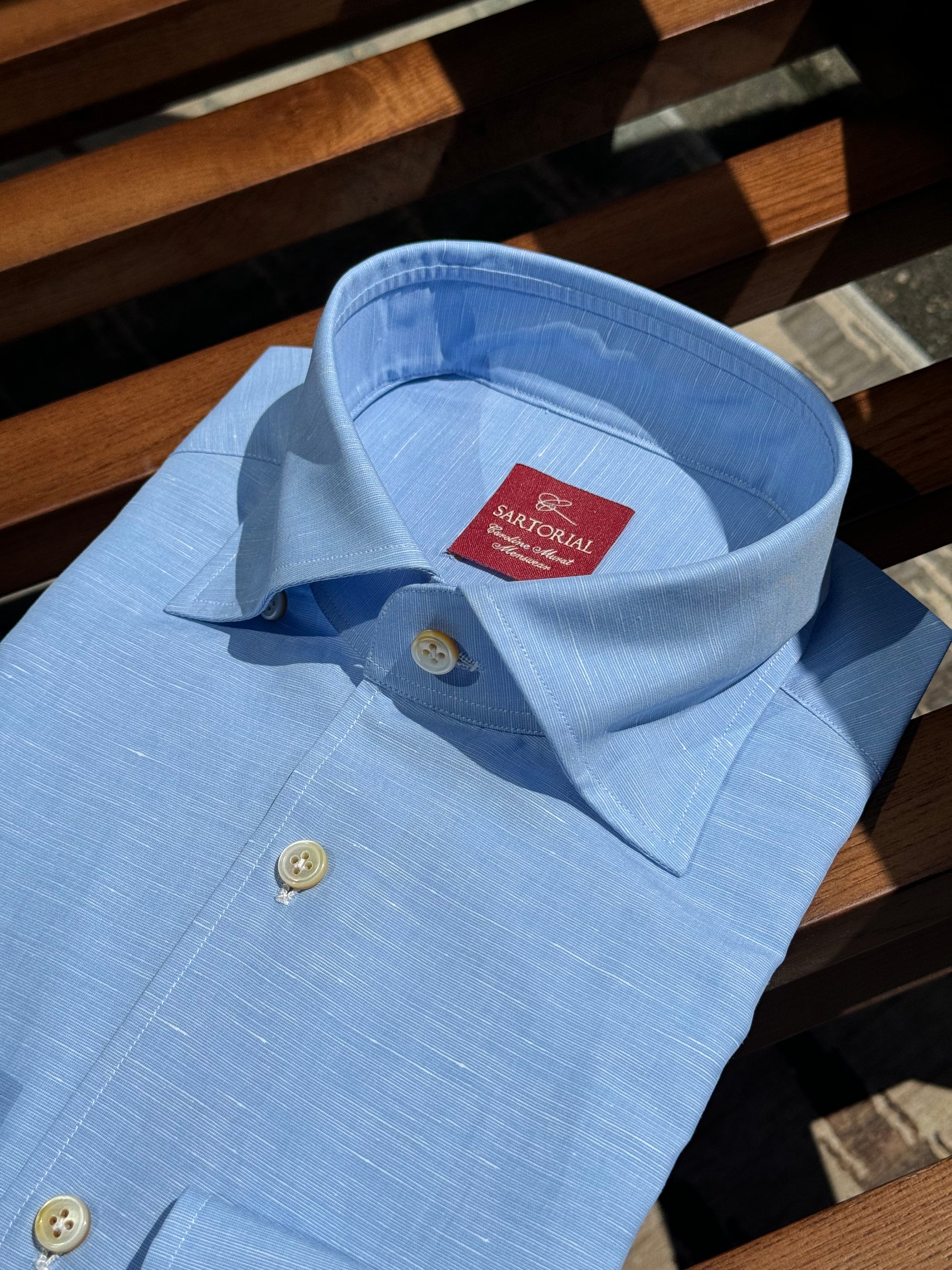 MTO Hand-stitched Sky Blue Blending Shirt