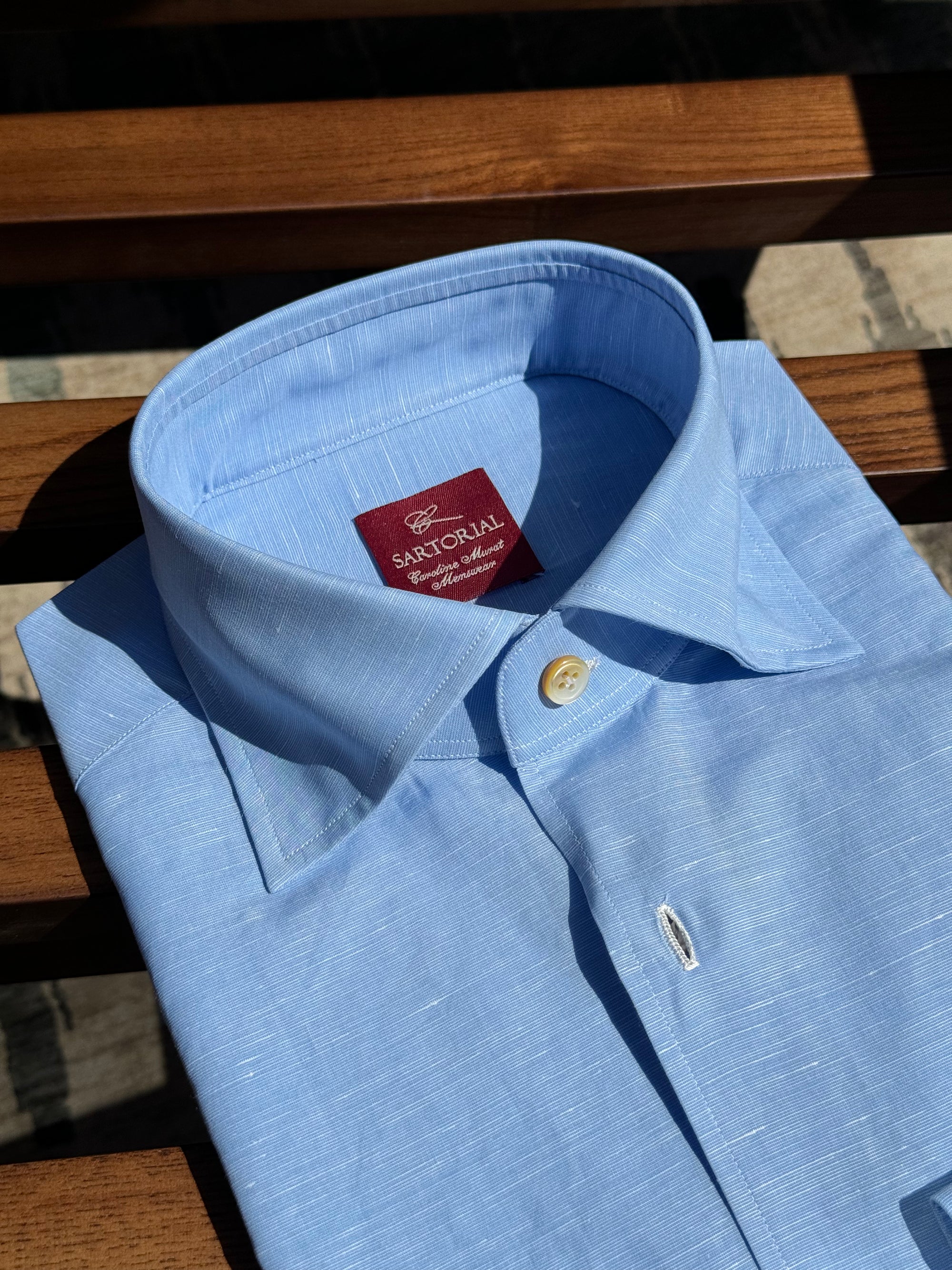 MTO Hand-stitched Sky Blue Blending Shirt