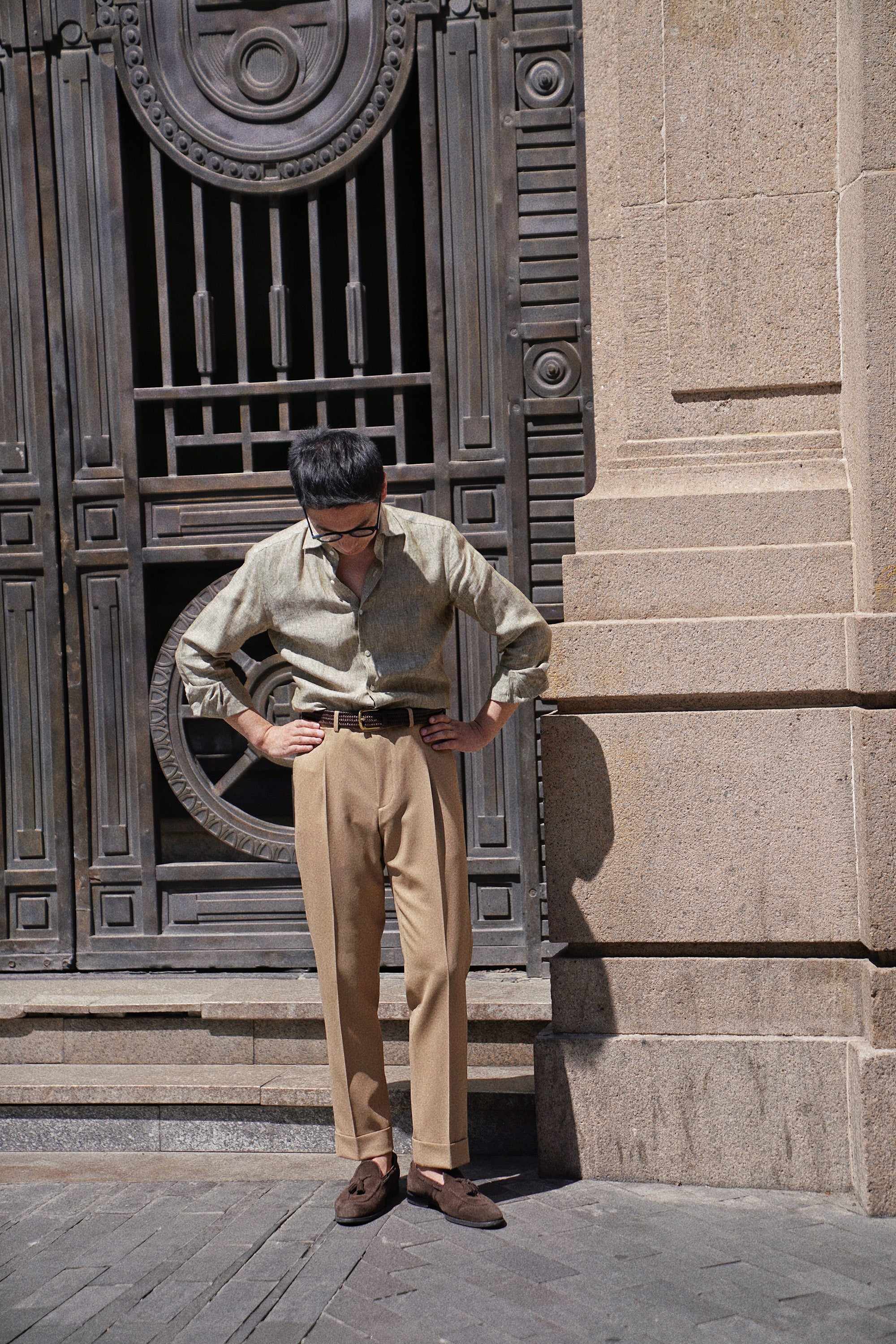 Khaki 3-proof Wool Trousers