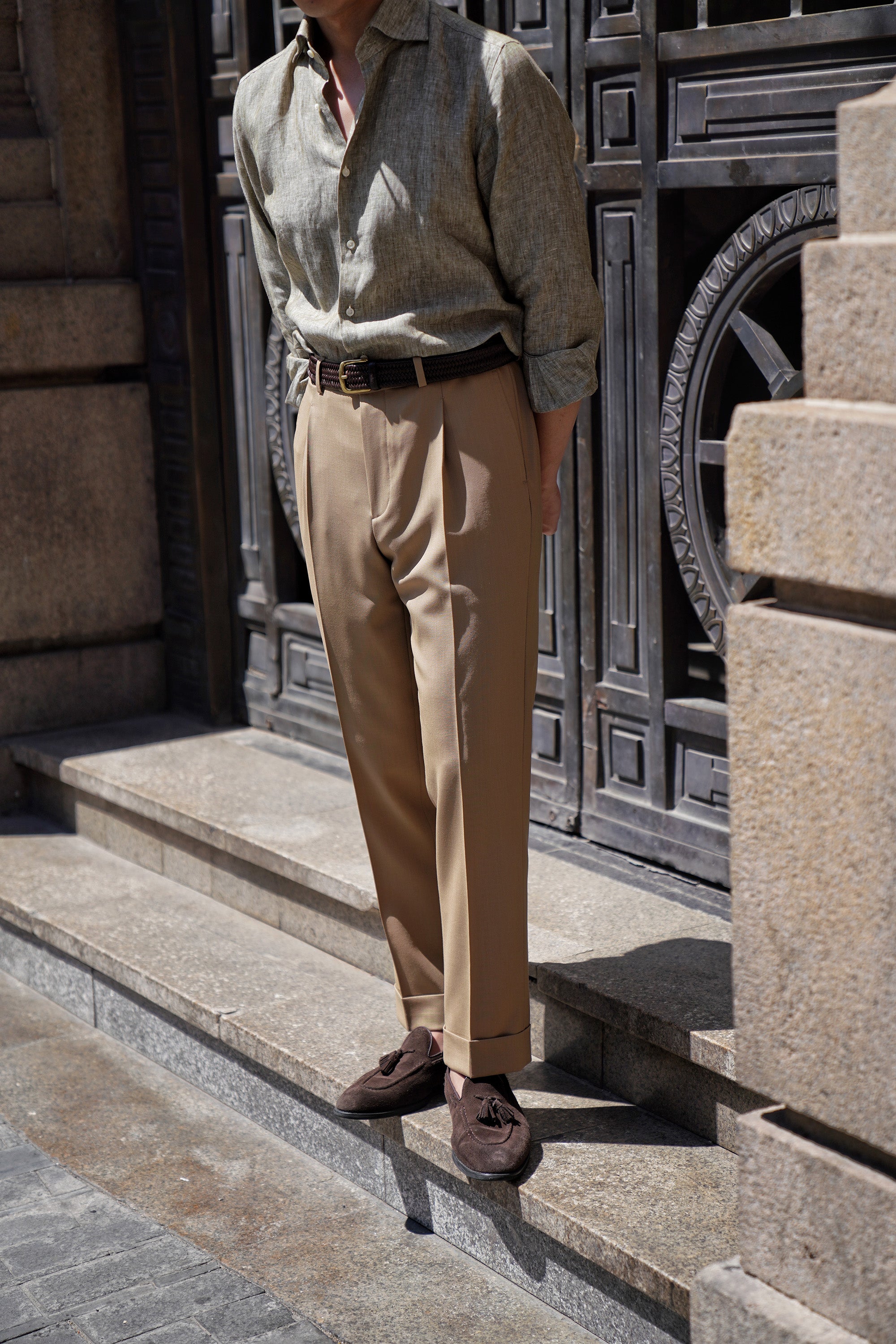 Khaki 3-proof Wool Trousers