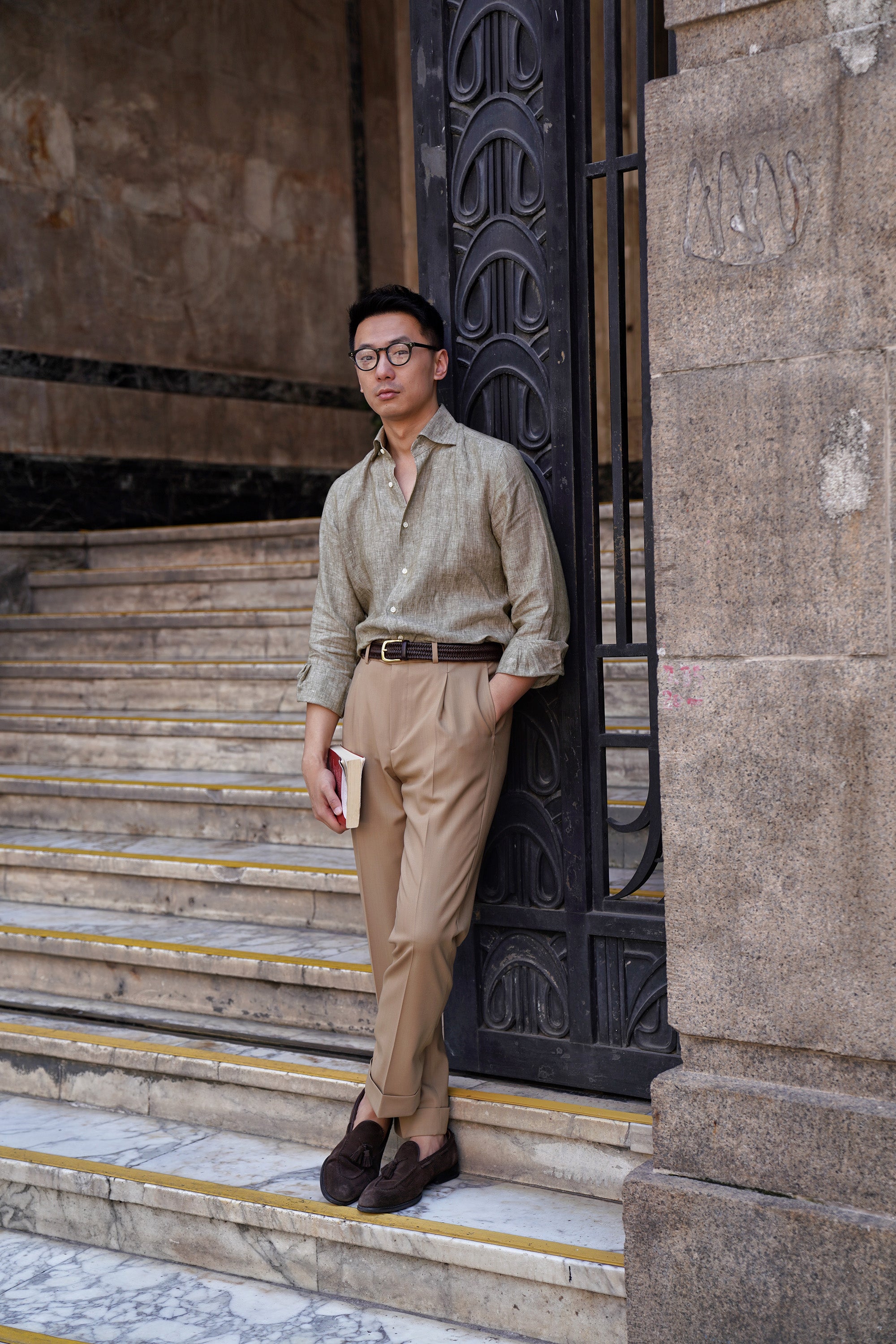 Khaki 3-proof Wool Trousers