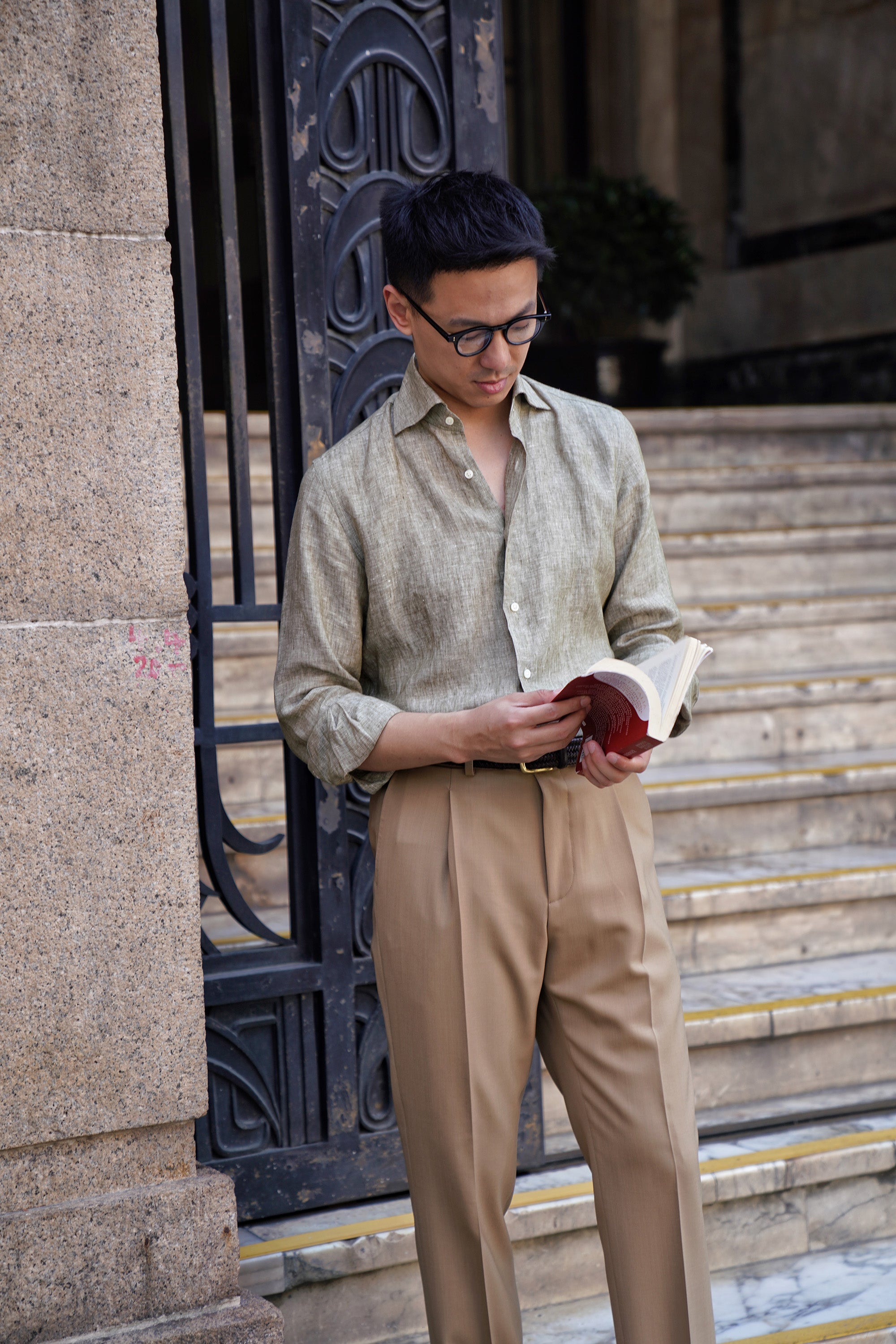 Khaki 3-proof Wool Trousers