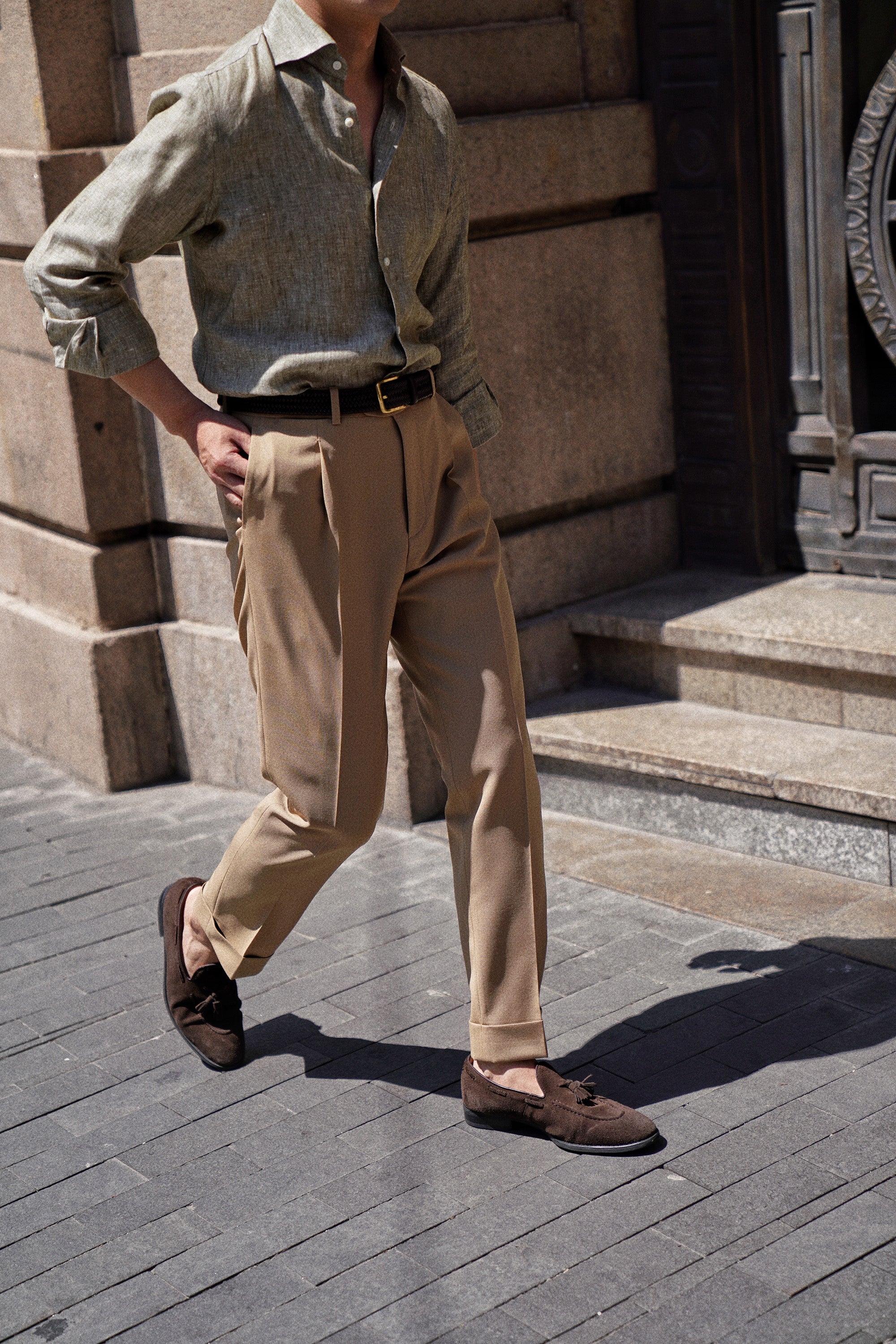 Khaki 3-proof Wool Trousers