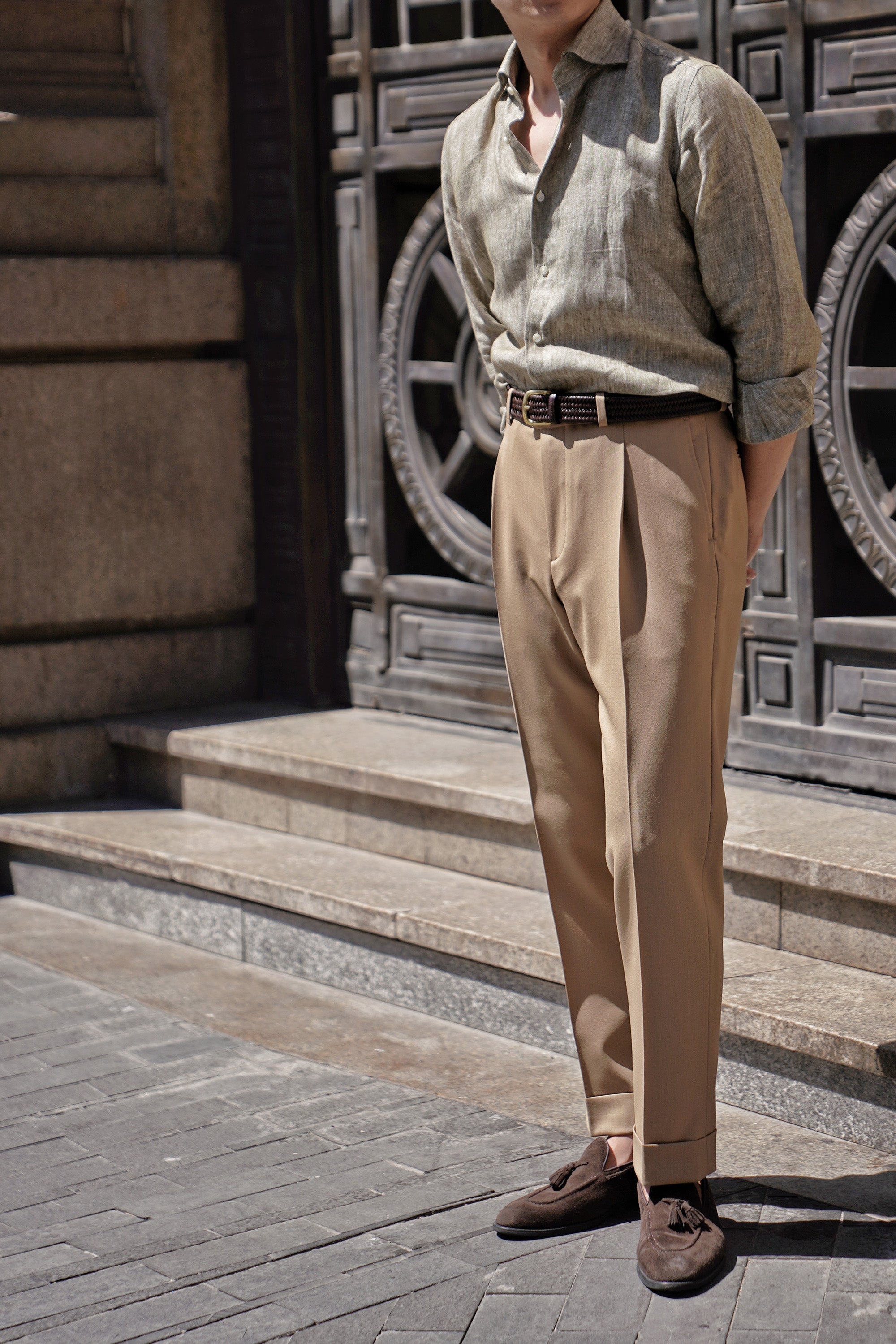 Khaki 3-proof Wool Trousers