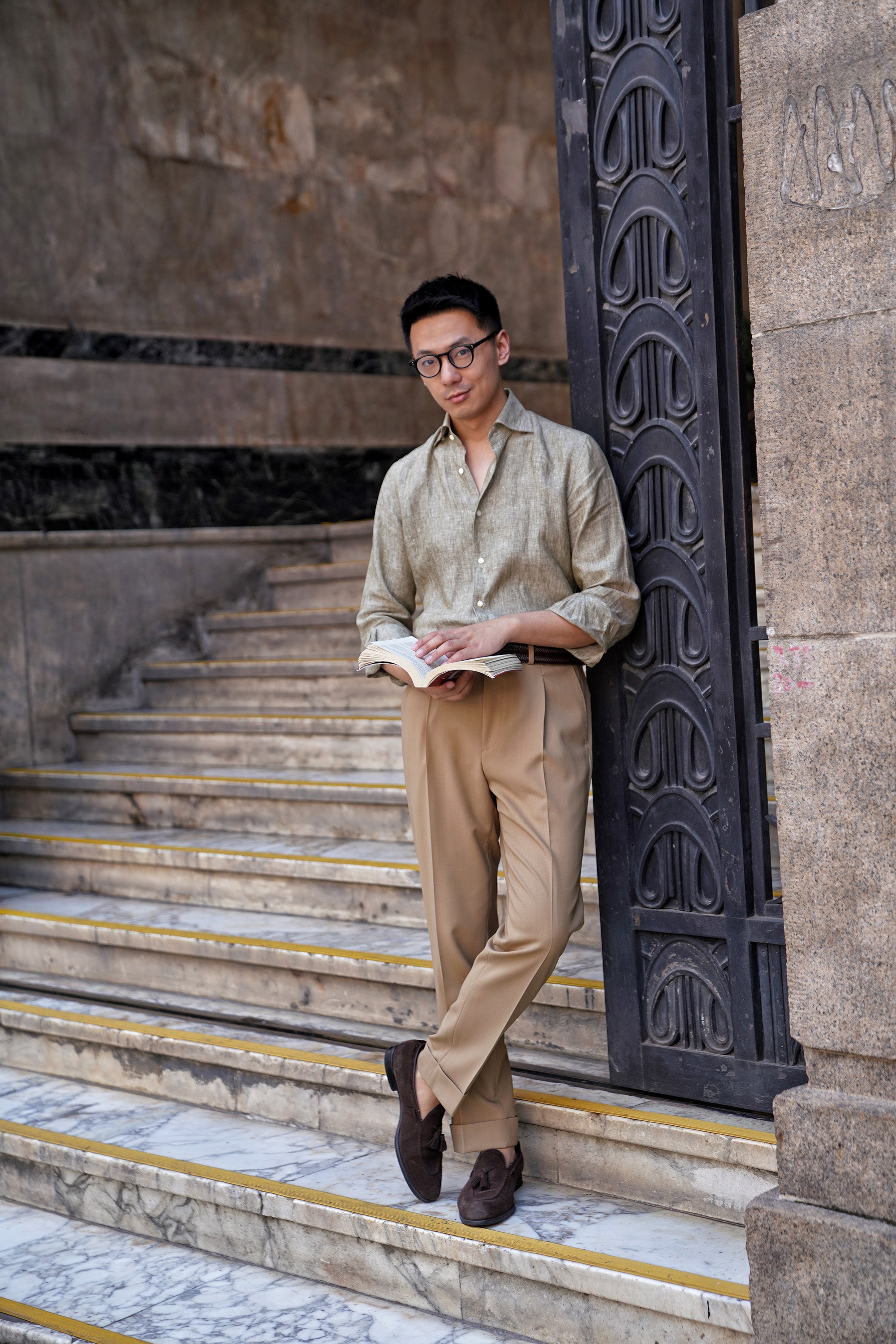 Khaki 3-proof Wool Trousers