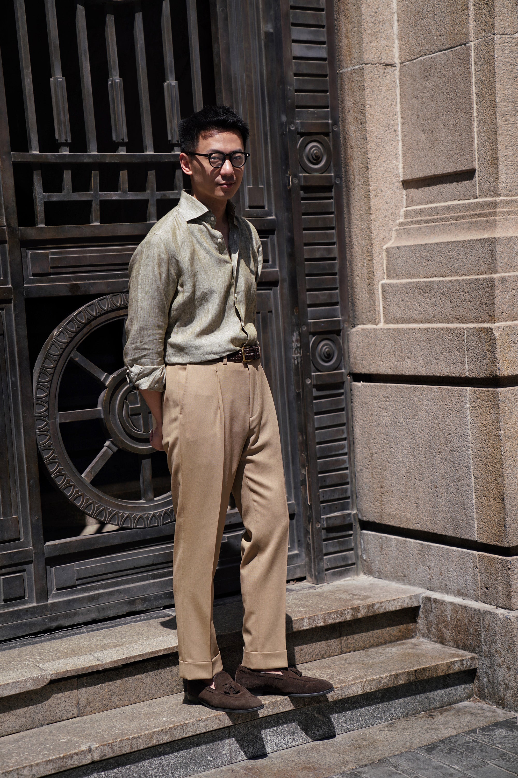 Khaki 3-proof Wool Trousers
