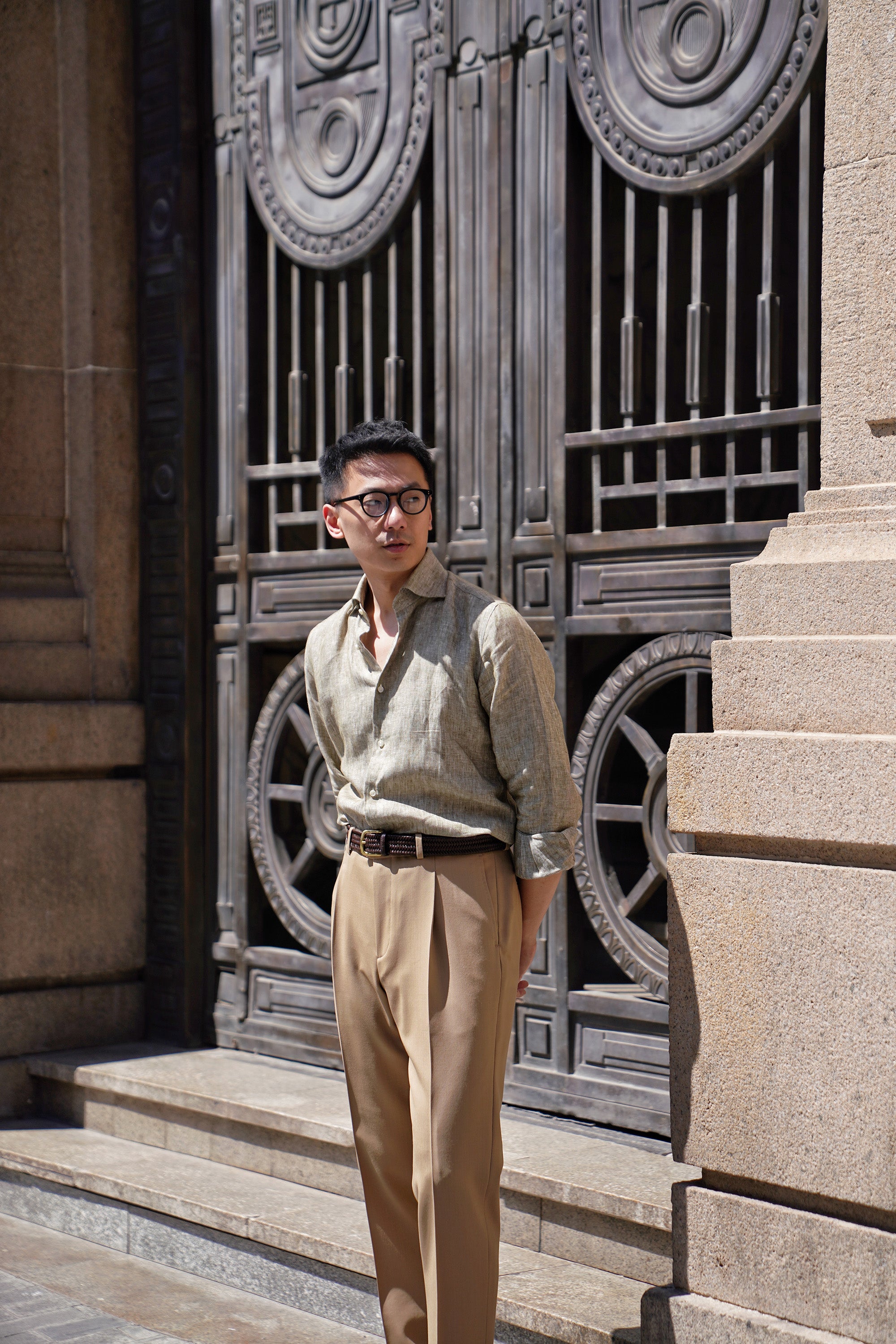 Khaki 3-proof Wool Trousers