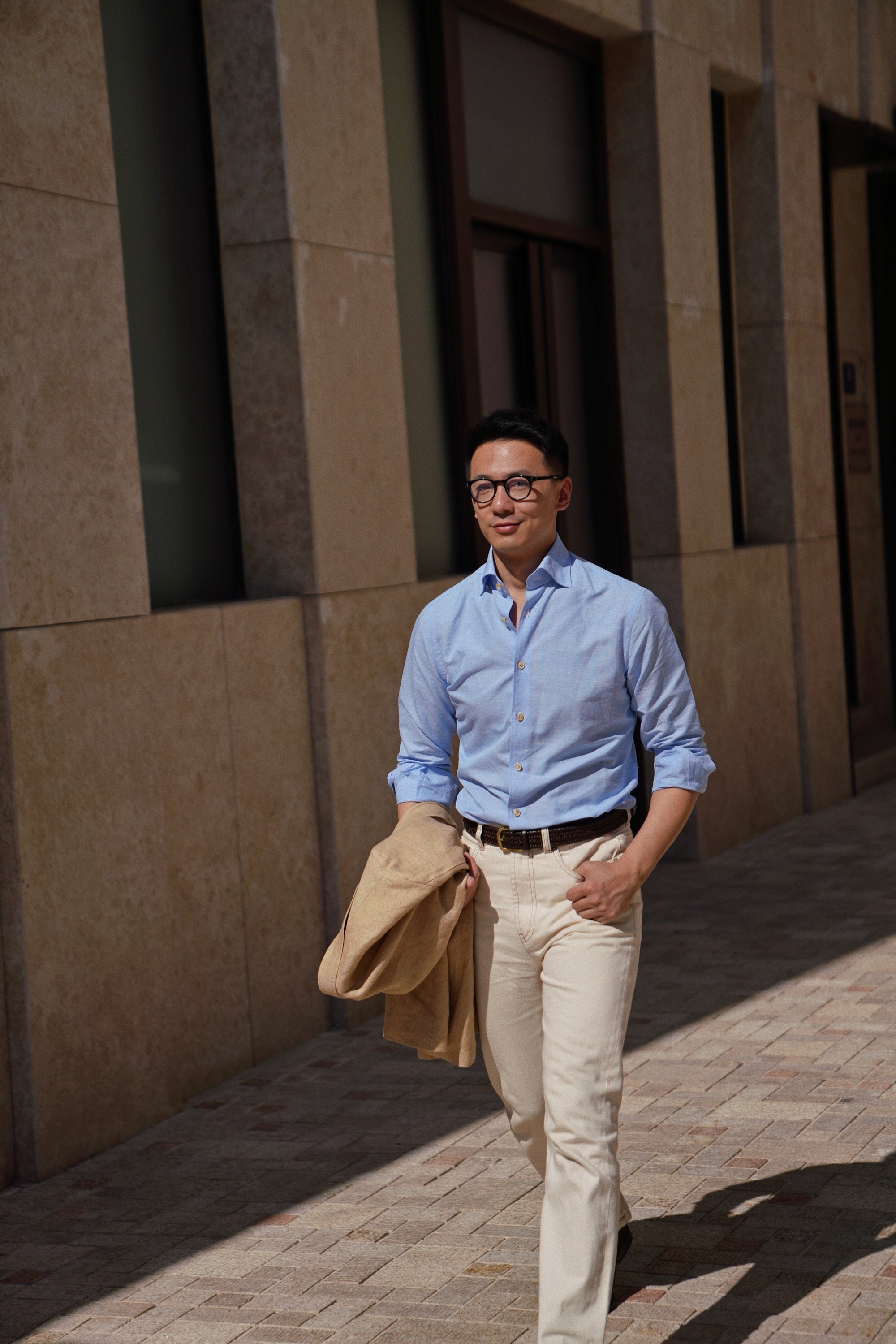 MTO Hand-stitched Sky Blue Blending Shirt