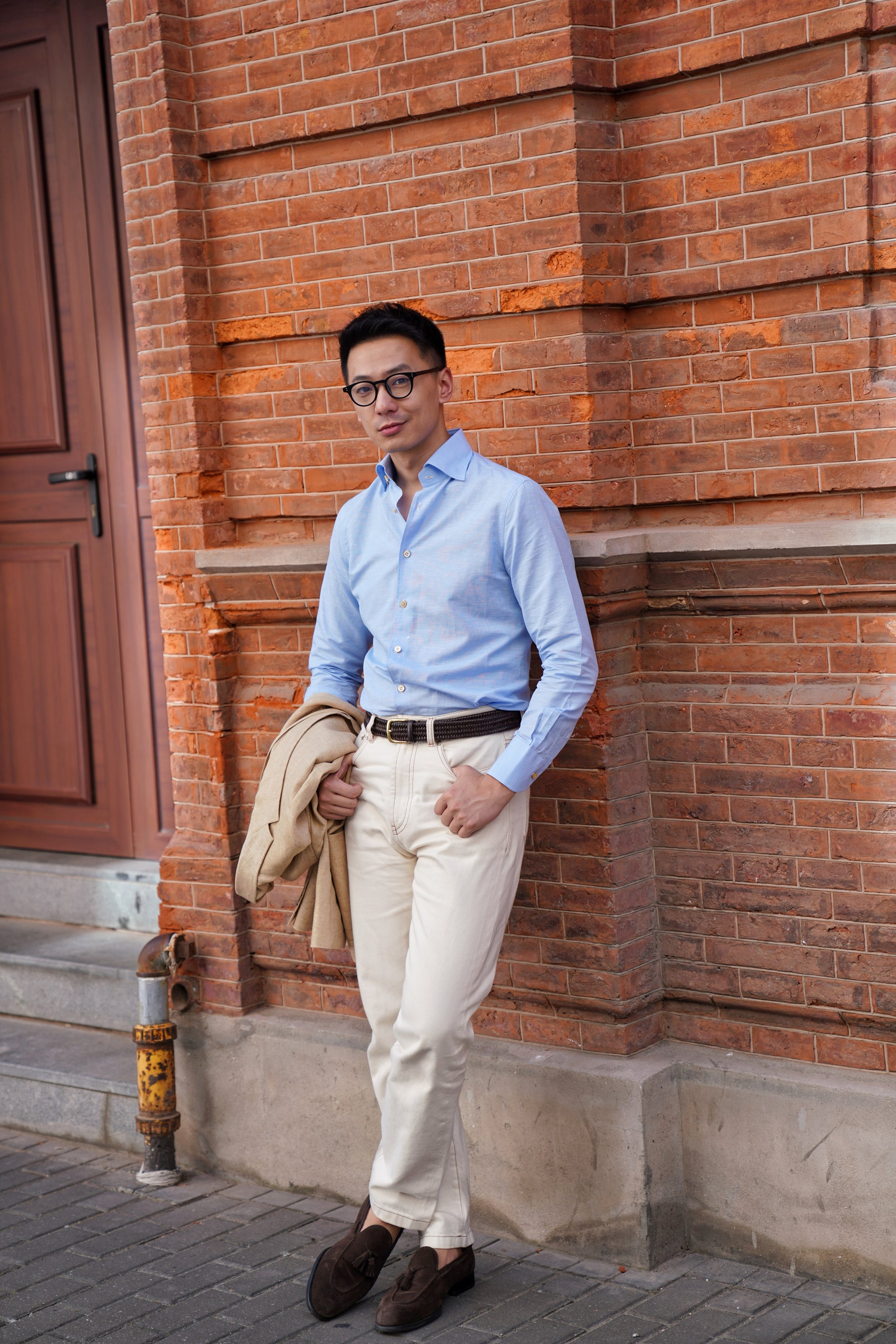 MTO Hand-stitched Sky Blue Blending Shirt