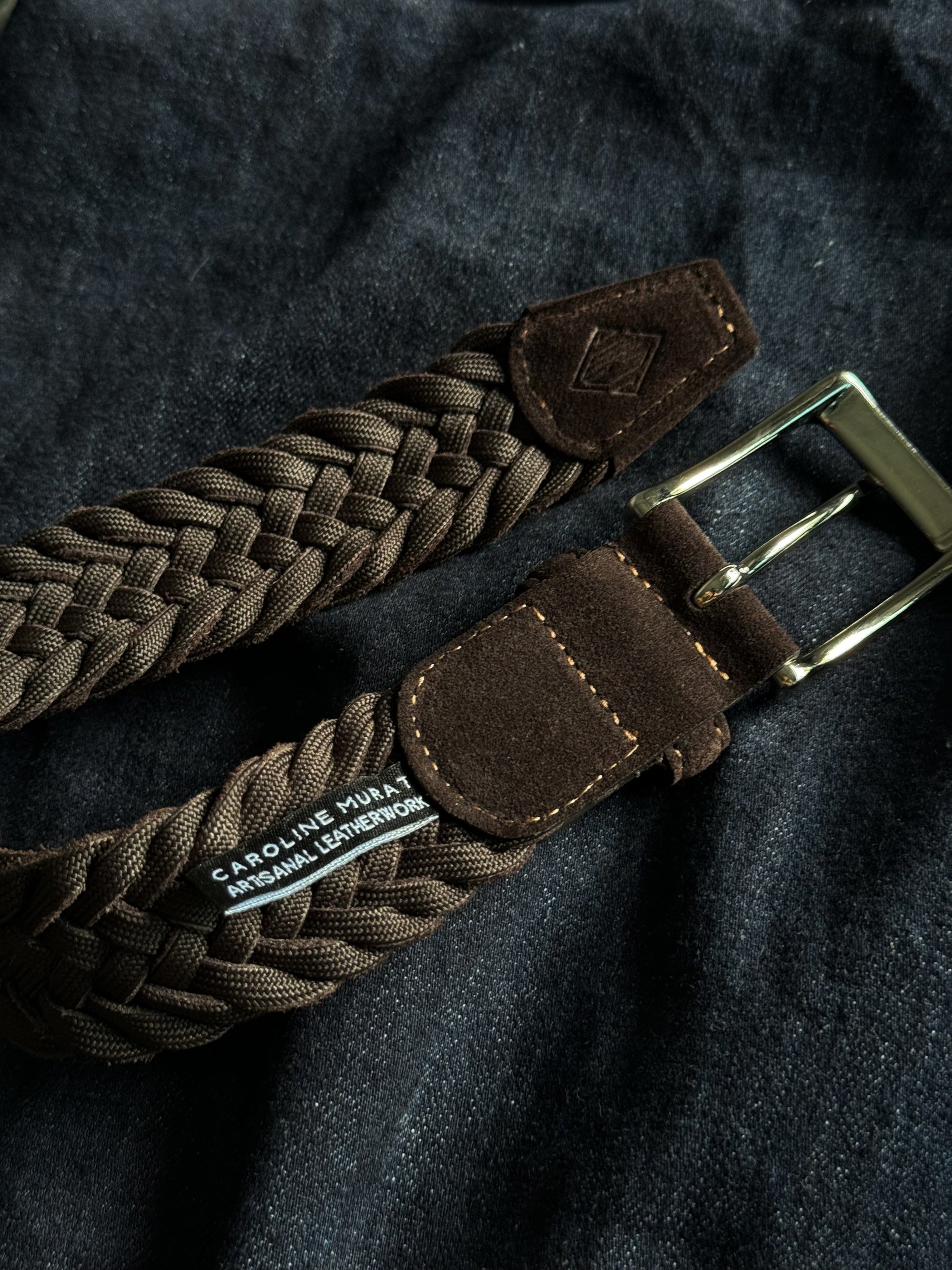 Brown Knitted Suede Belt