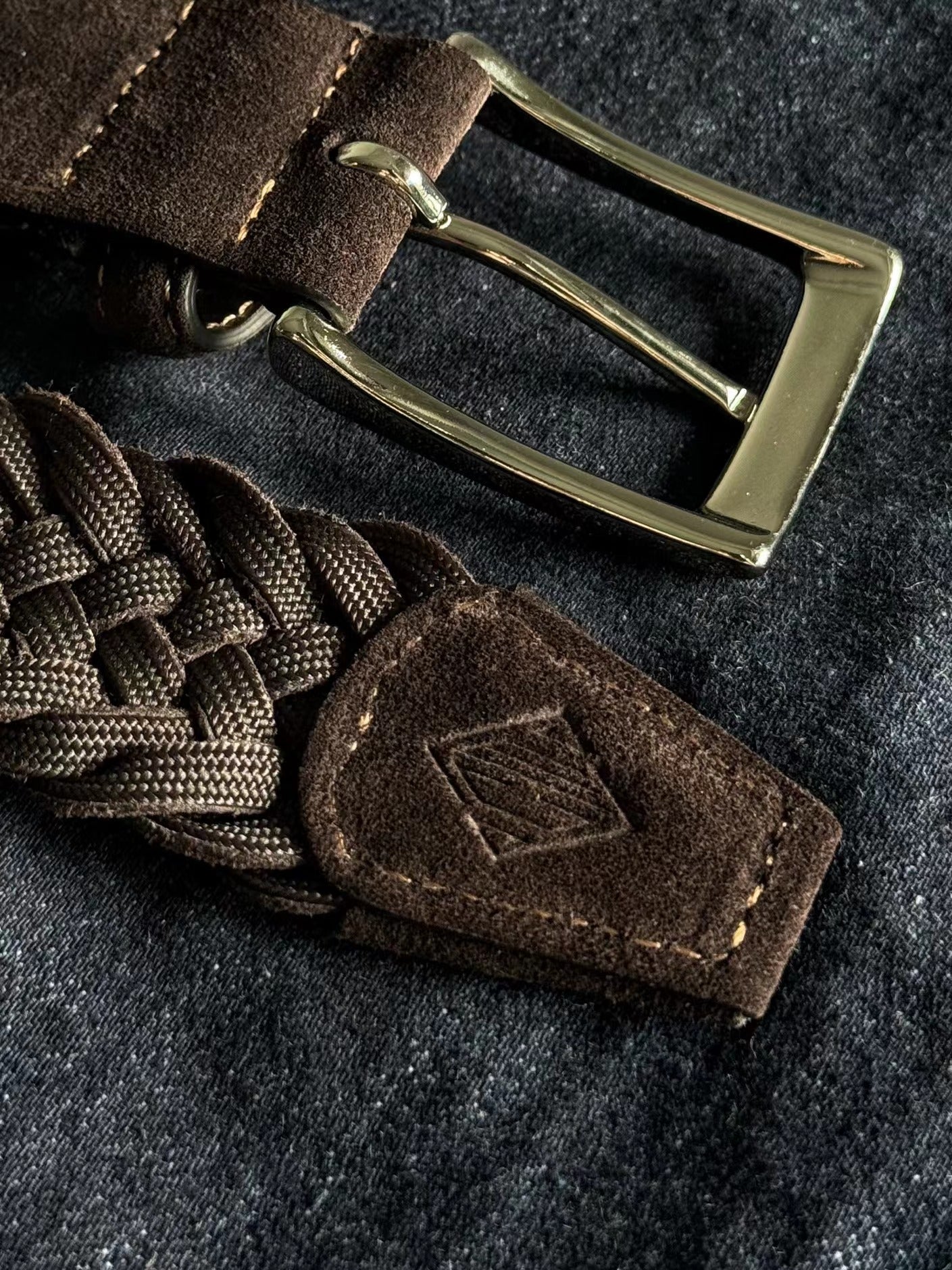 Brown Knitted Suede Belt