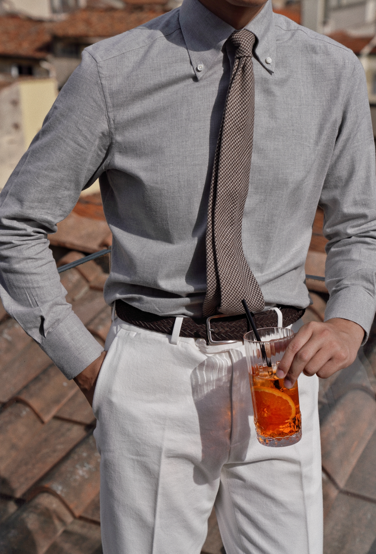 Brown Knitted Suede Belt