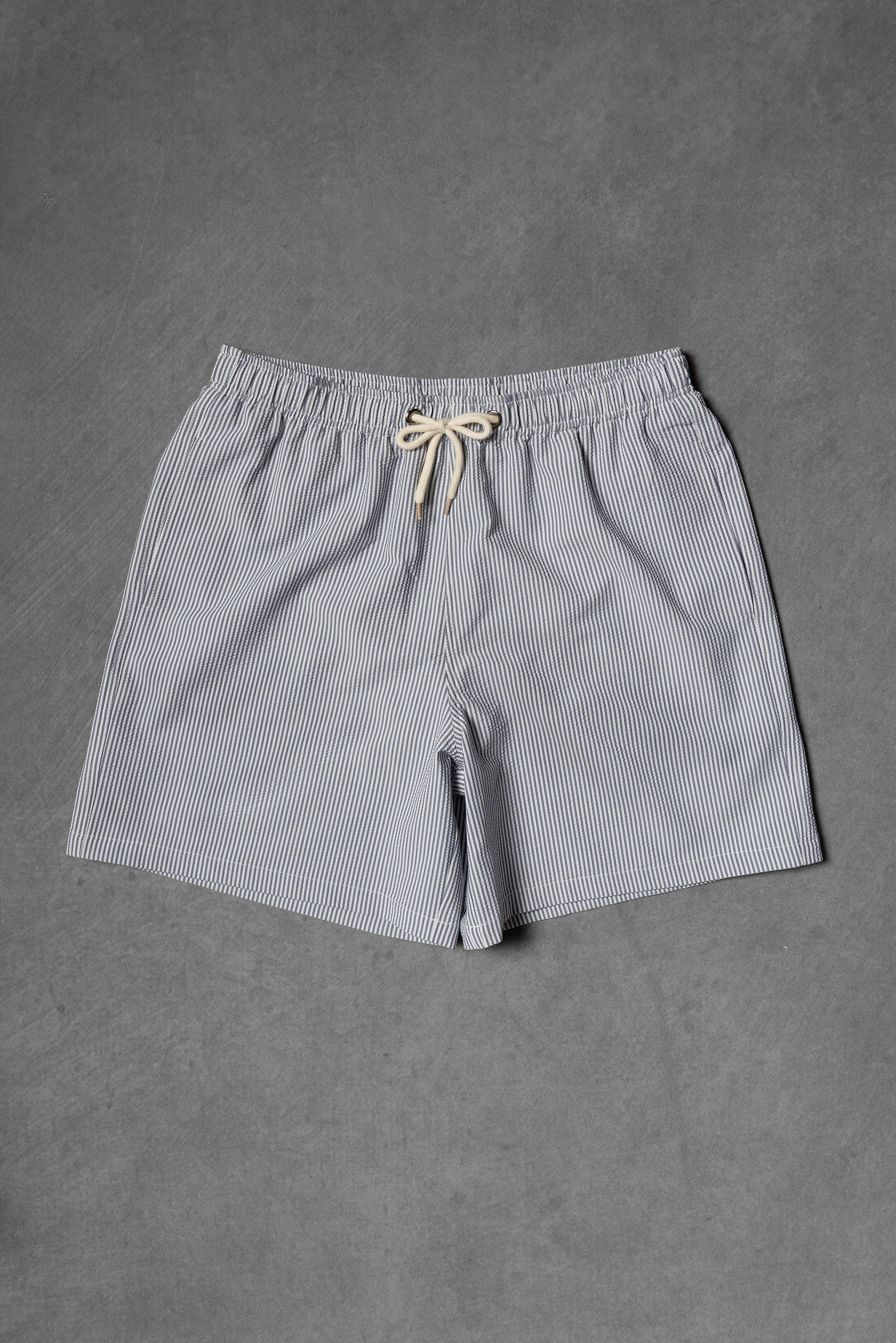 Stripe Sorona Seersucker Drawstring Beach Shorts