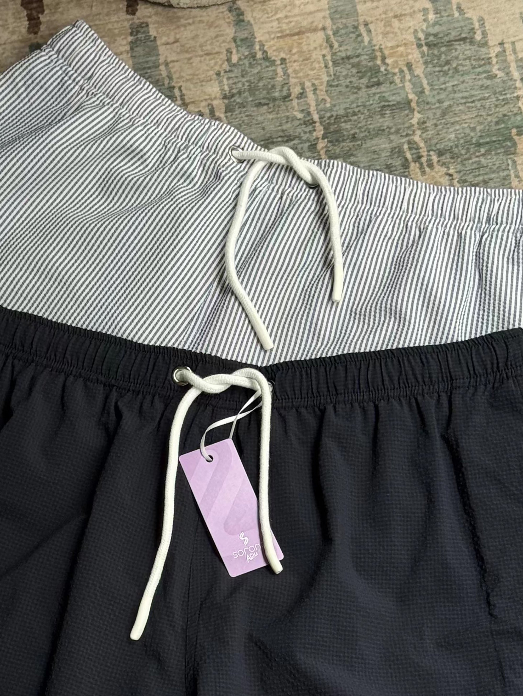 Stripe Sorona Seersucker Drawstring Beach Shorts