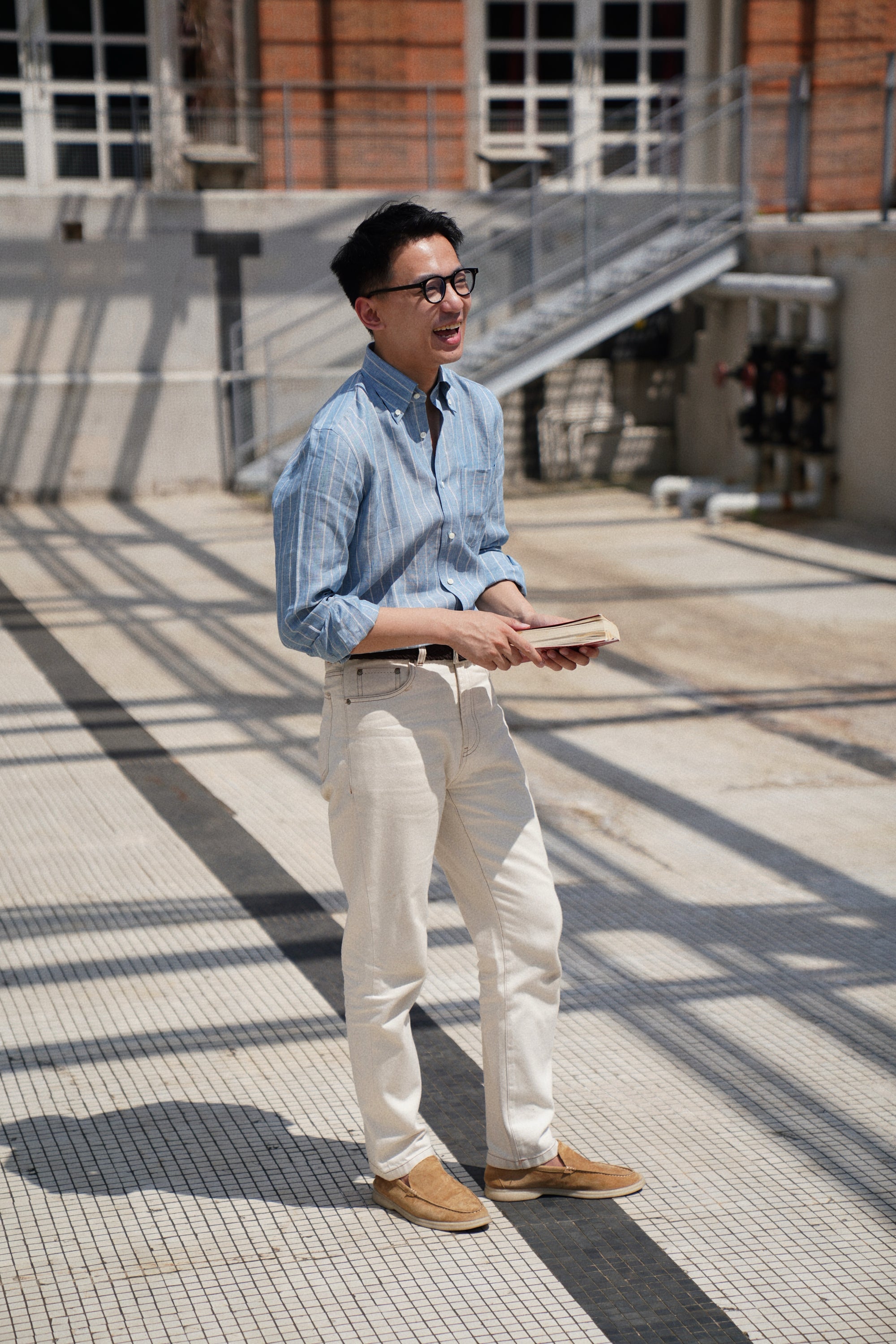 MTO Washed Blue Stripe Linen Shirt