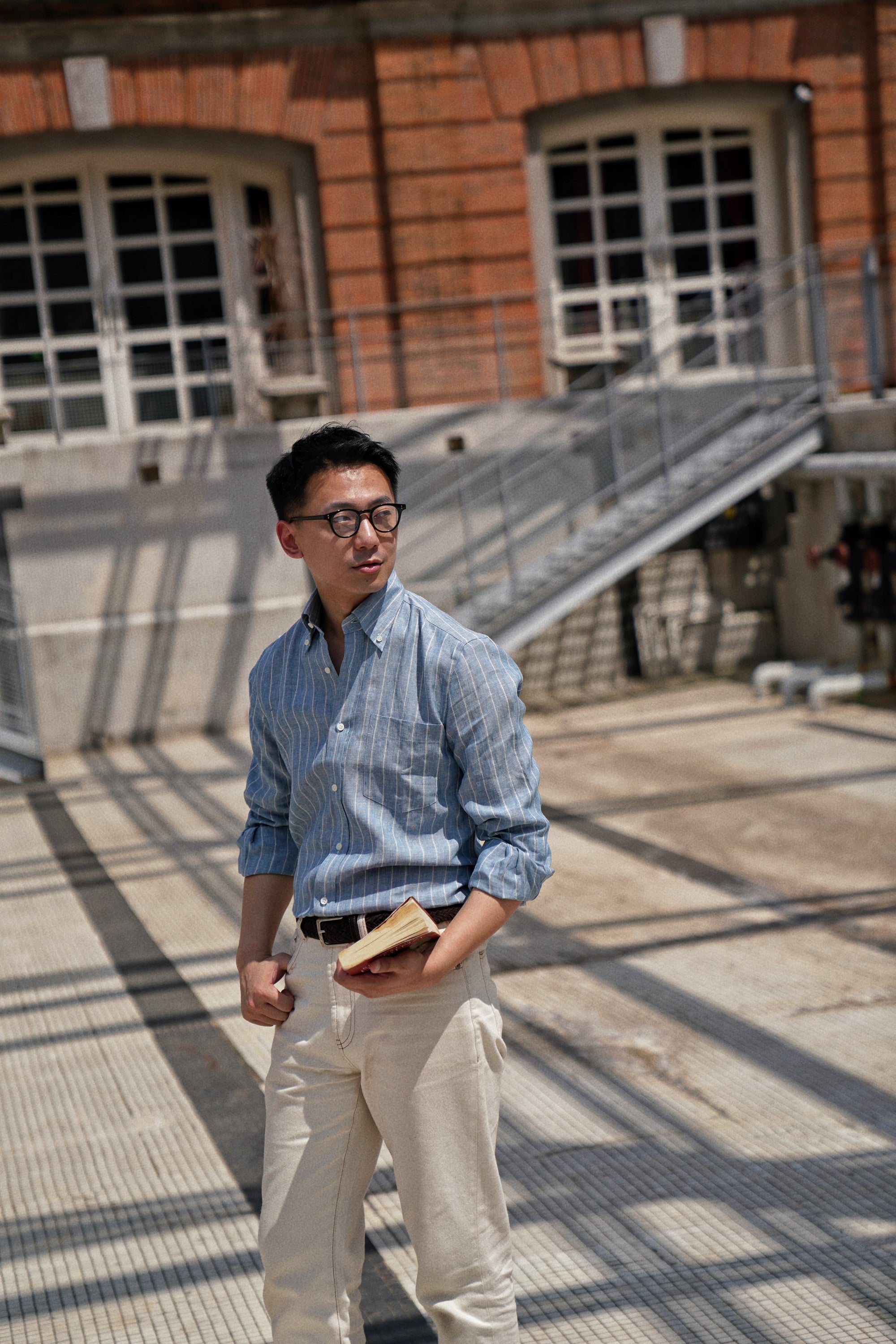 MTO Washed Blue Stripe Linen Shirt