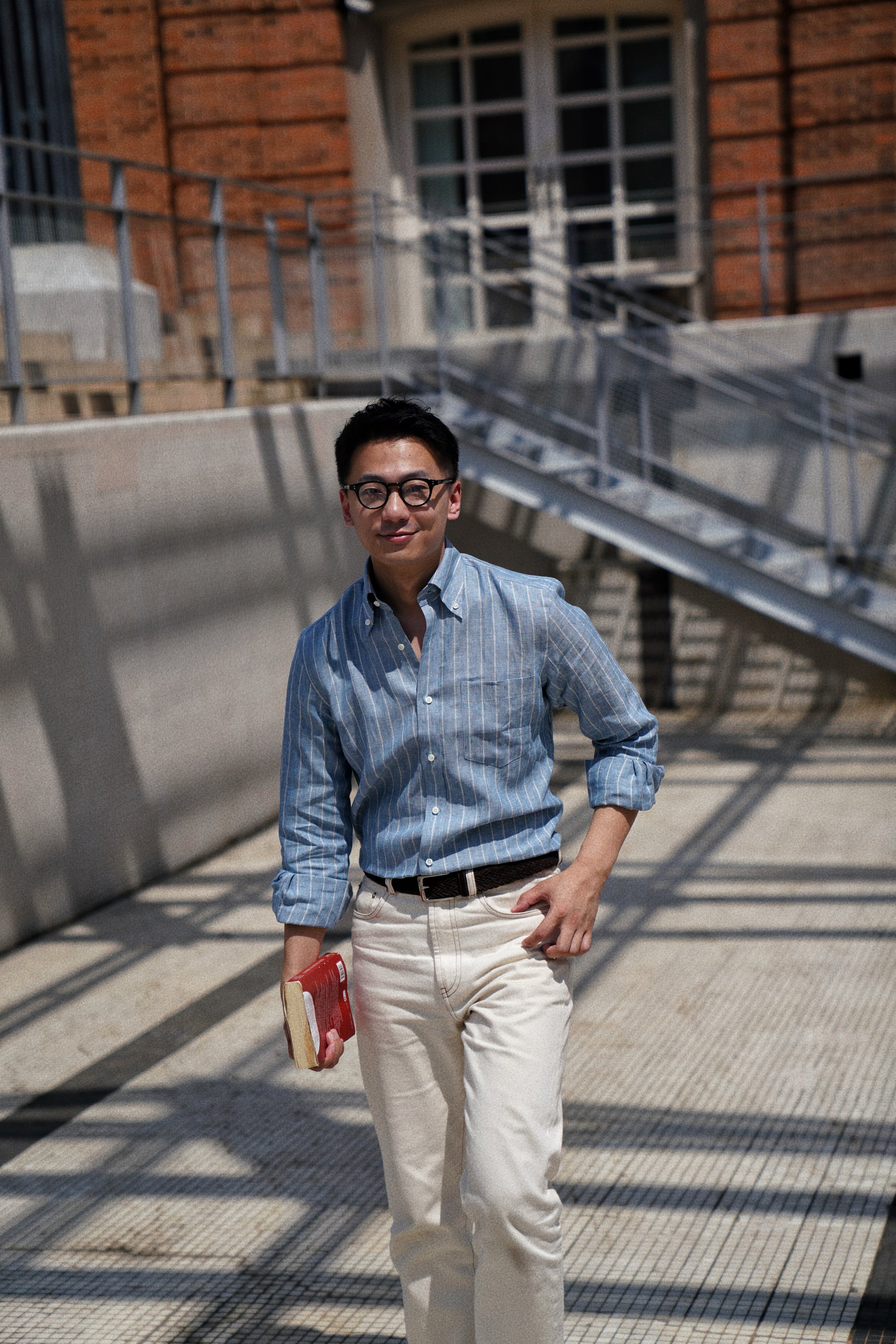 MTO Washed Blue Stripe Linen Shirt