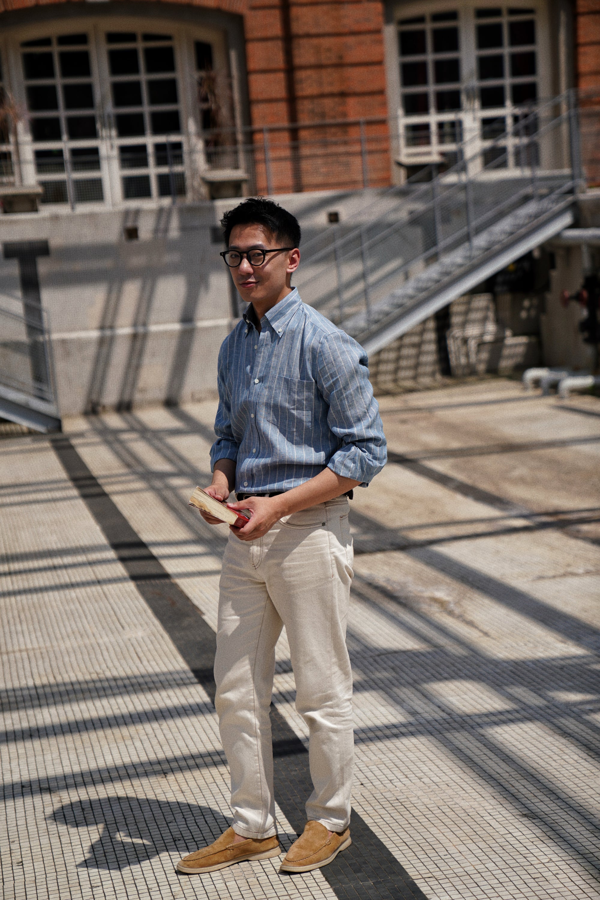 MTO Washed Blue Stripe Linen Shirt