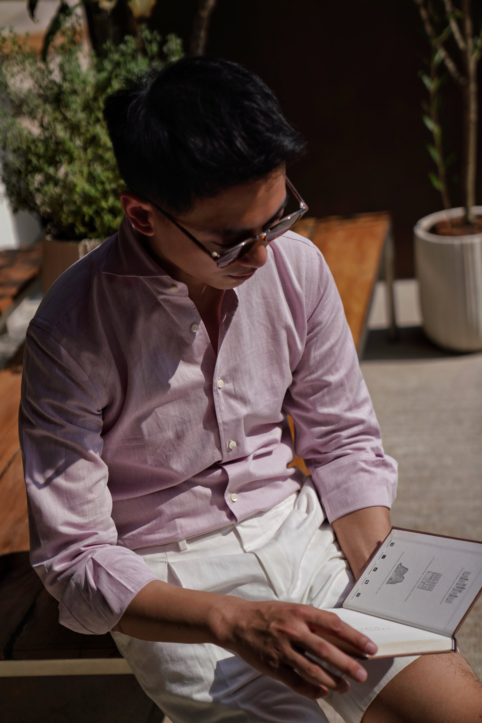 MTO Violet Linen Tencel Blending Shirt