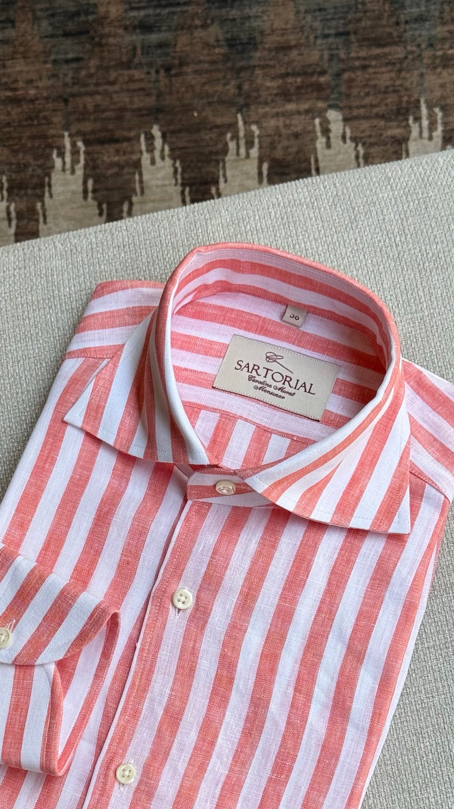 MTO Pink Stripe Linen Shirt