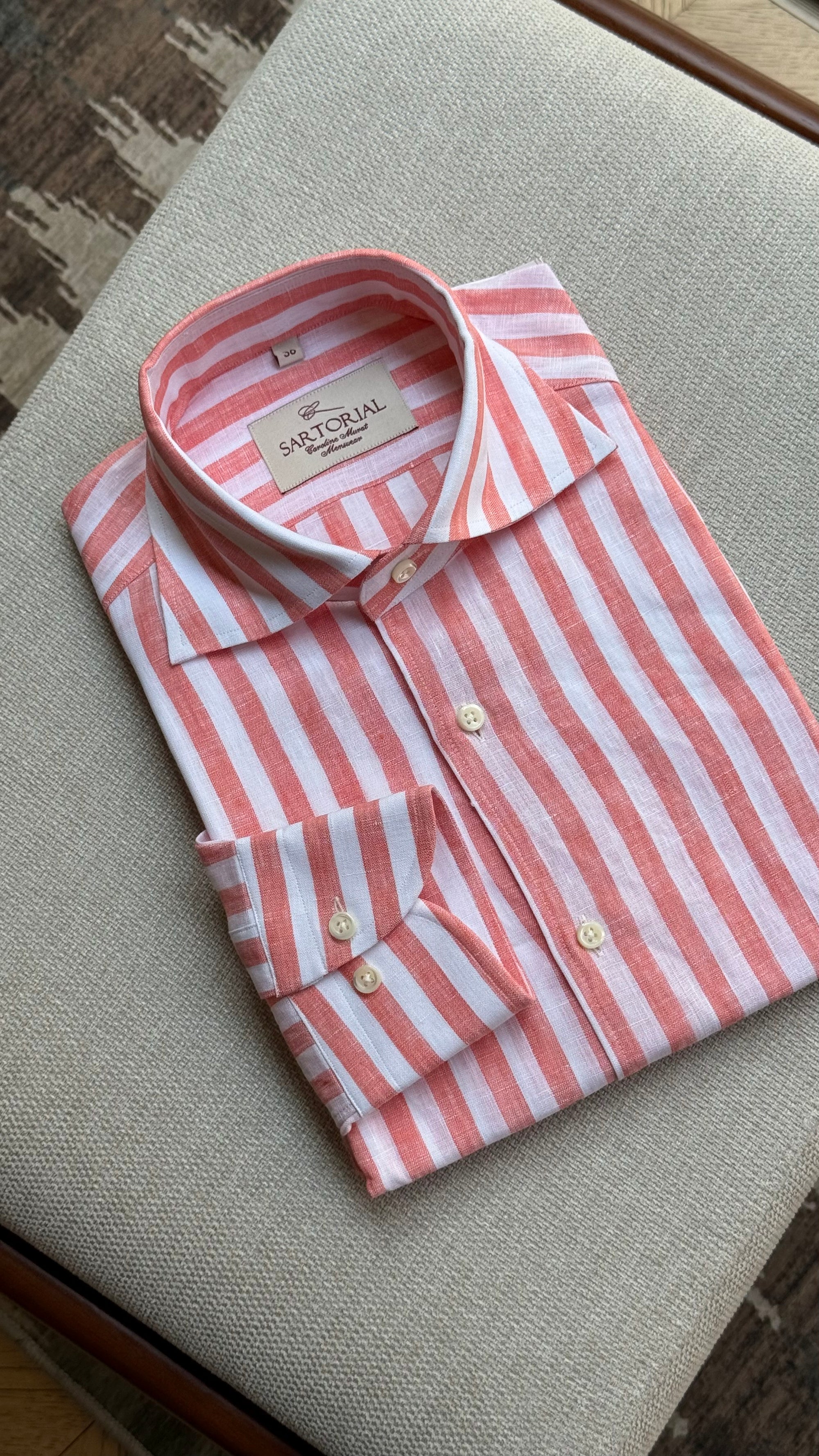 MTO Pink Stripe Linen Shirt