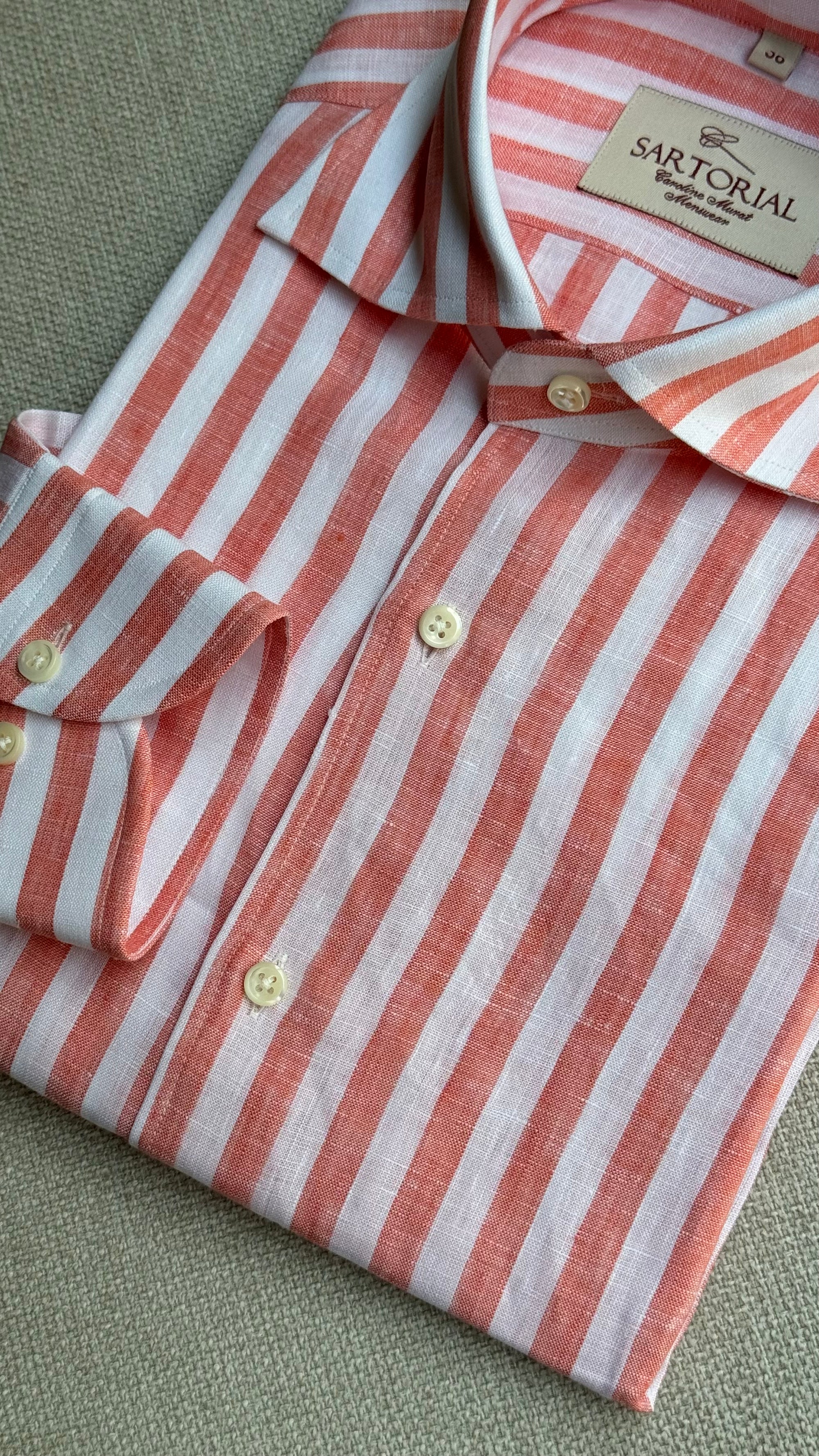 MTO Pink Stripe Linen Shirt