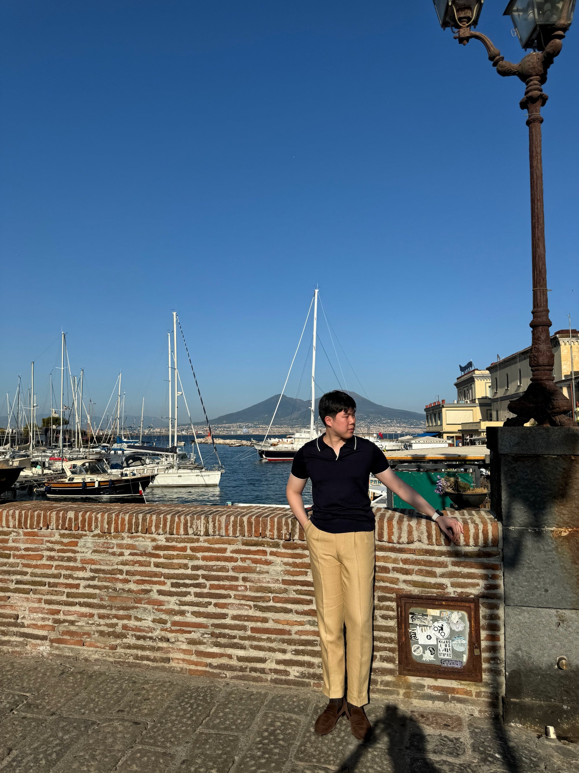 Emerald / Navy / White Cotton Cashmere Knitted Polo