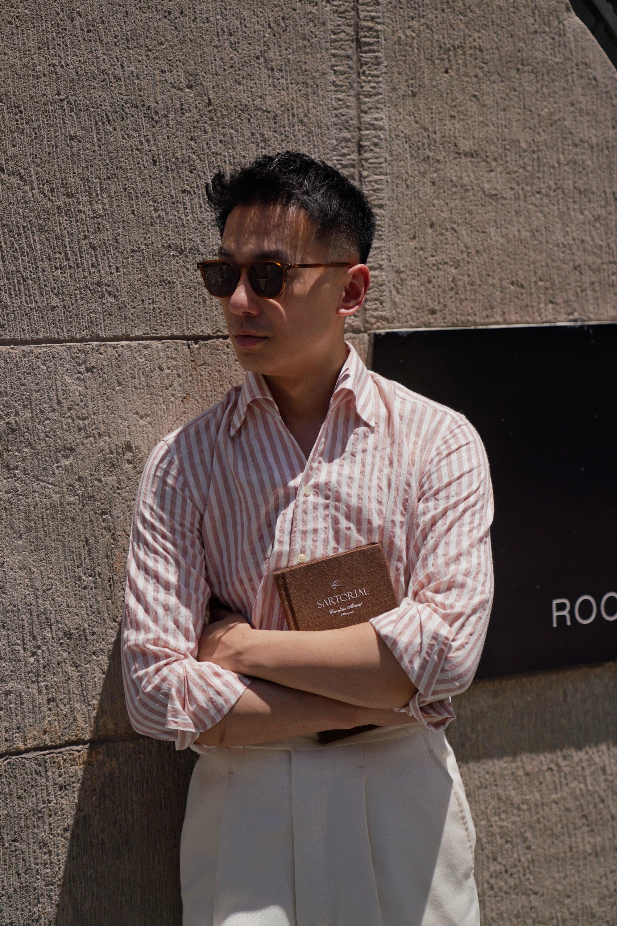 MTO Dust Pink Stripe Cotton Seersucker Shirt