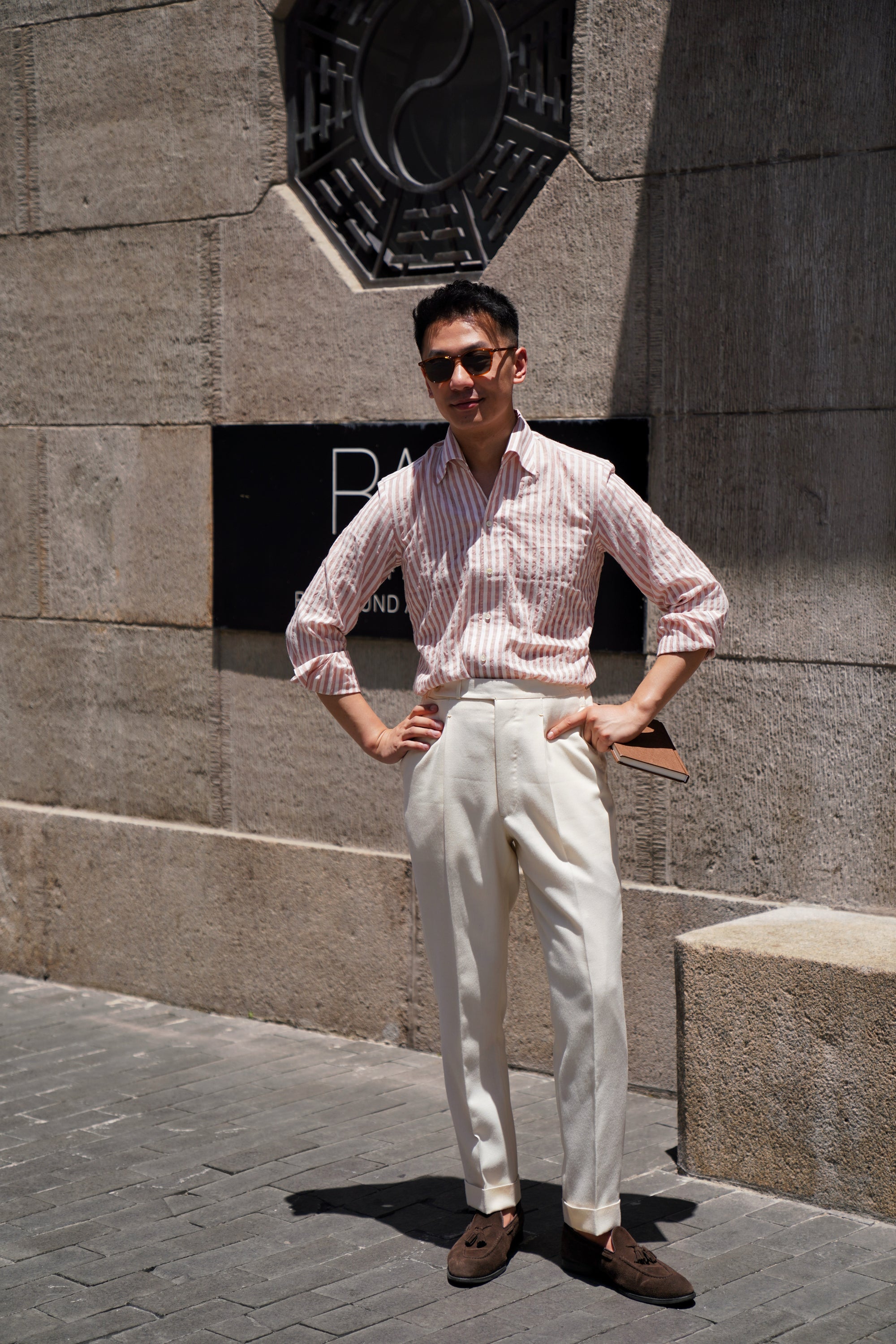MTO Dust Pink Stripe Cotton Seersucker Shirt