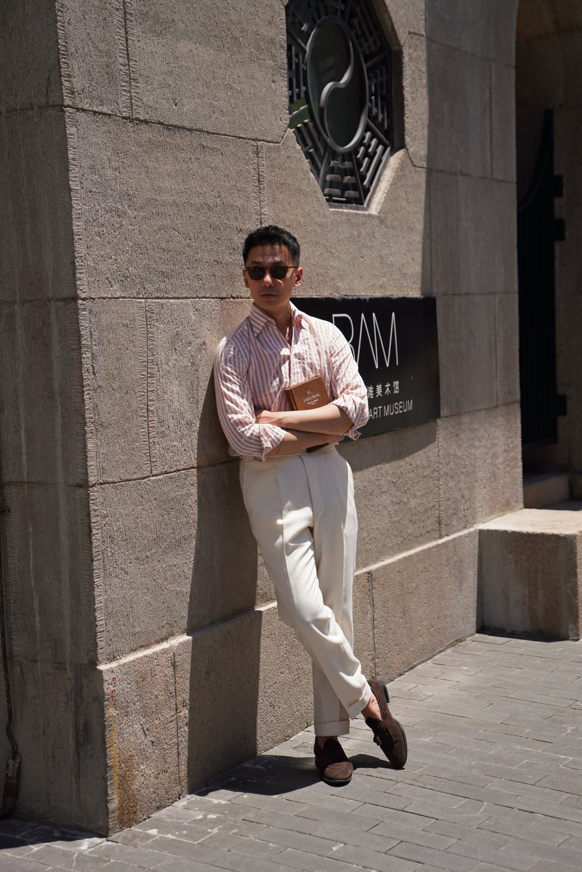 MTO Dust Pink Stripe Cotton Seersucker Shirt