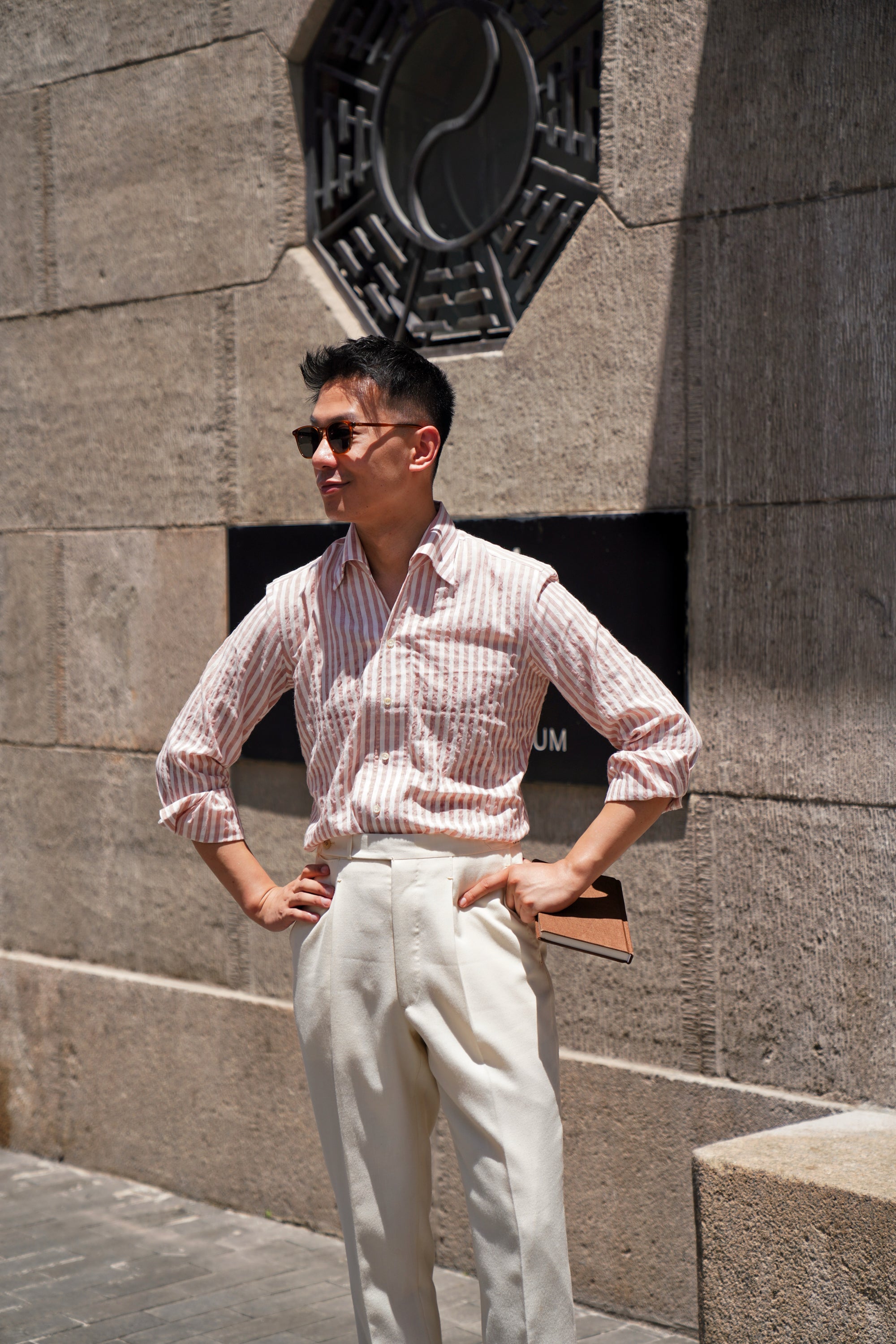 MTO Dust Pink Stripe Cotton Seersucker Shirt