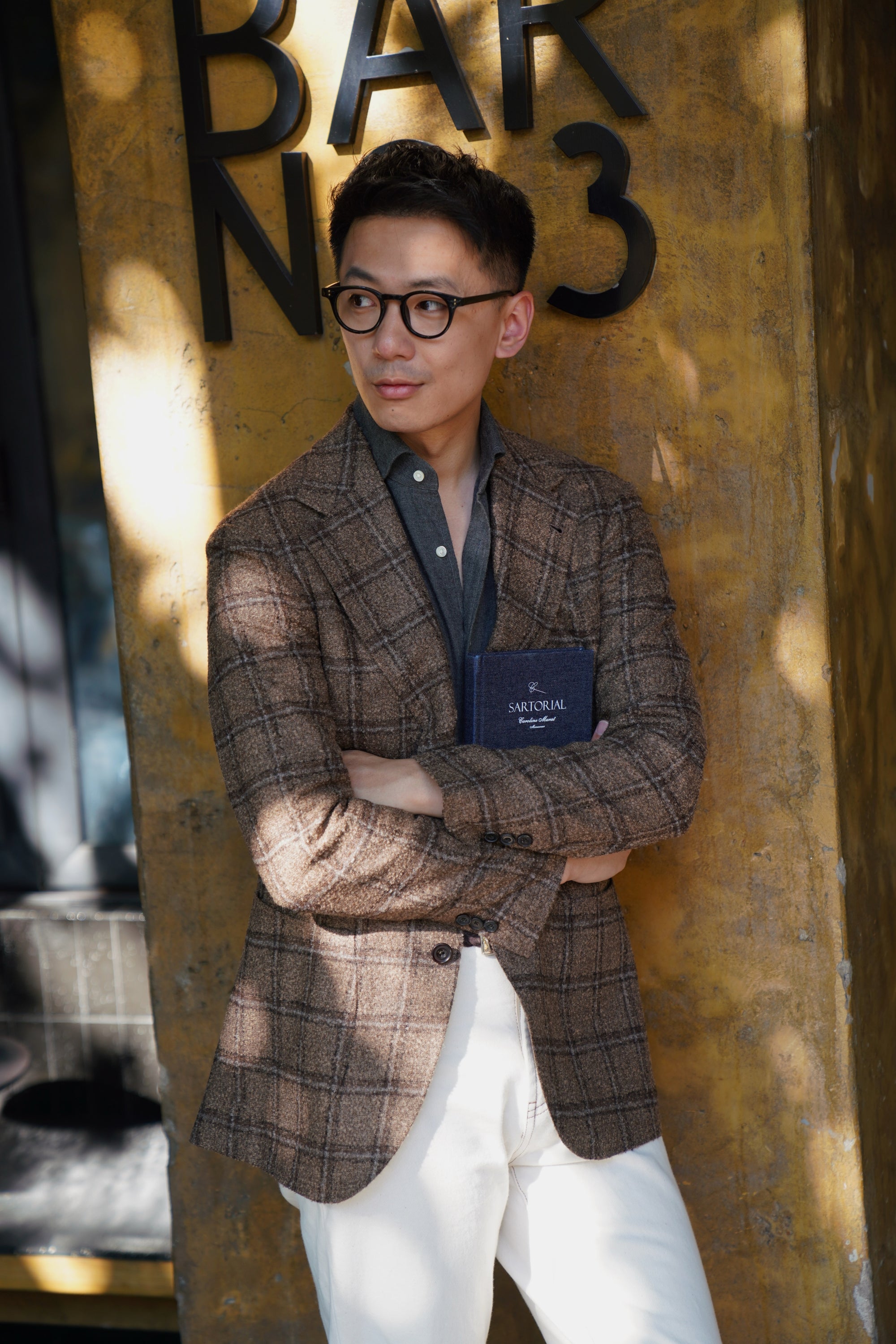MTO Mocha Windowpane Alpaca Wool Jacket