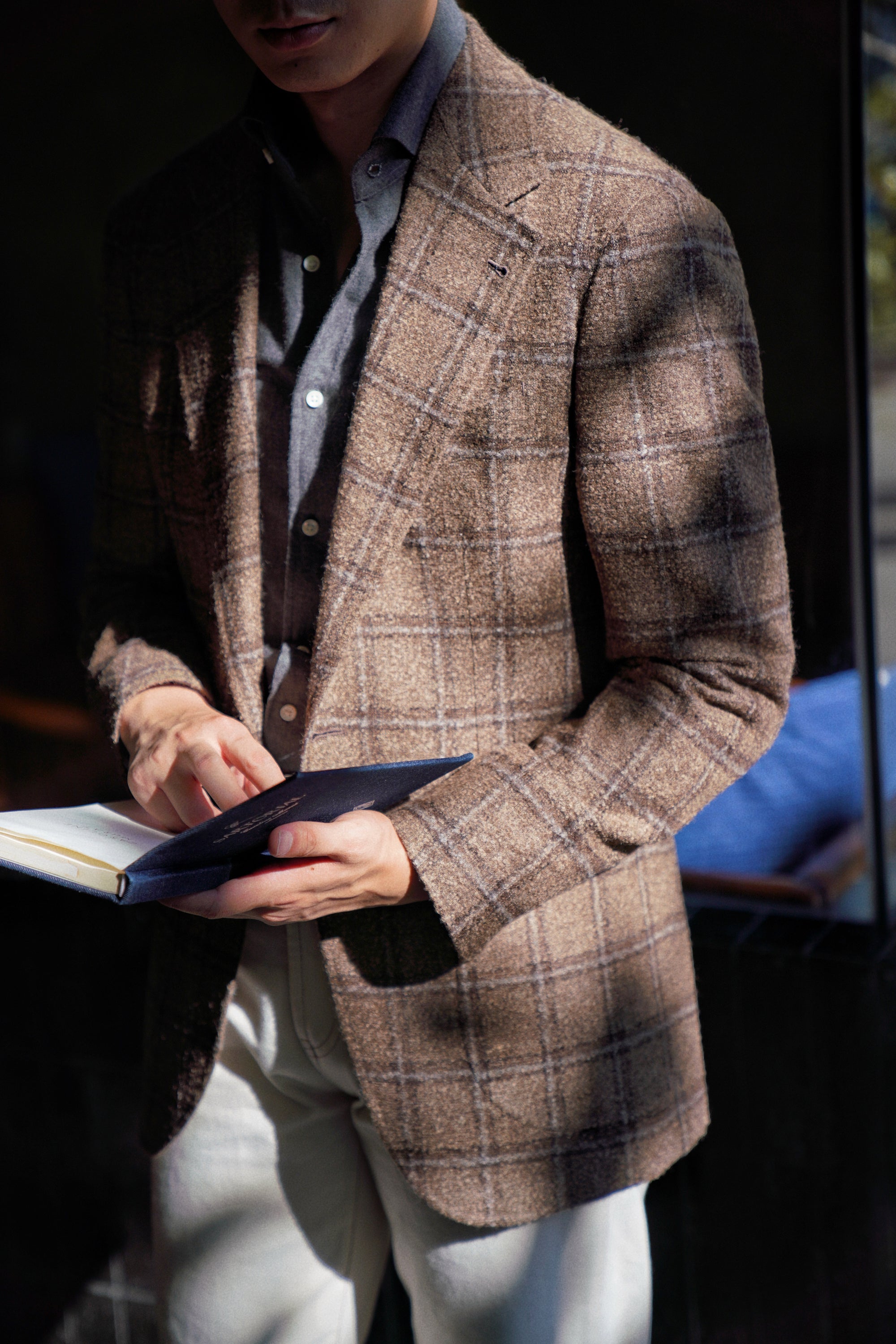 MTO Mocha Windowpane Alpaca Wool Jacket