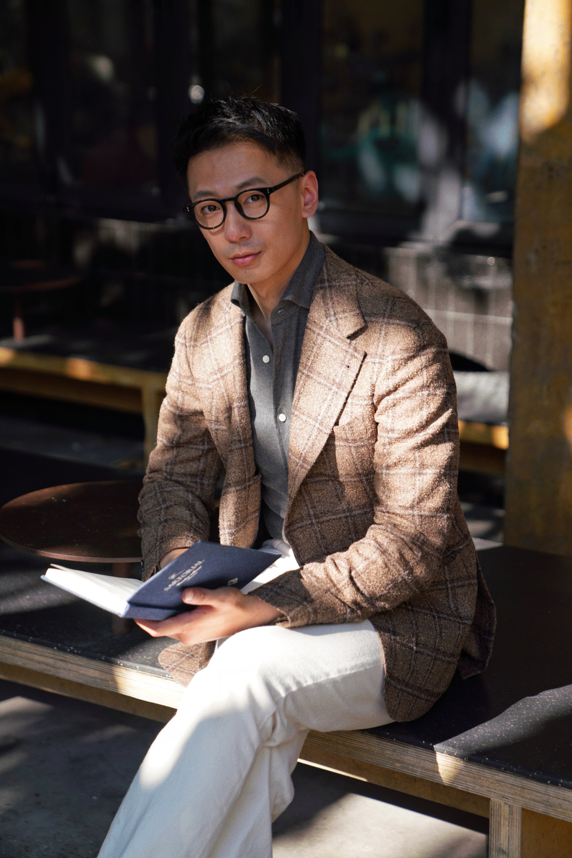 MTO Mocha Windowpane Alpaca Wool Jacket